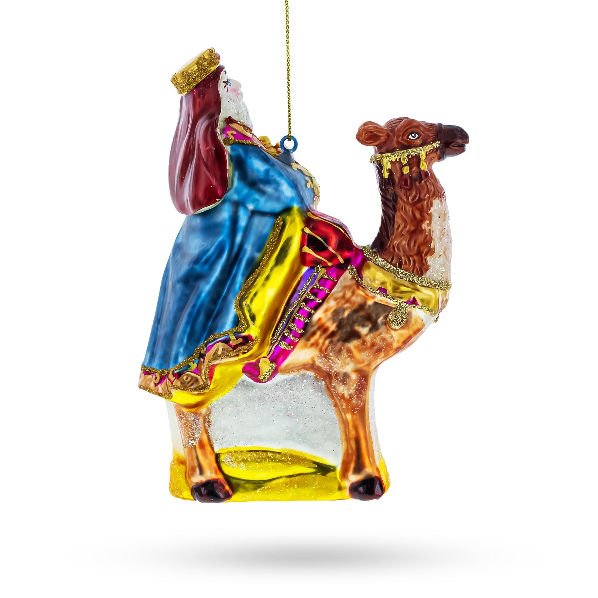 Wiseman On A Camel  - Blown Glass Christmas Ornament