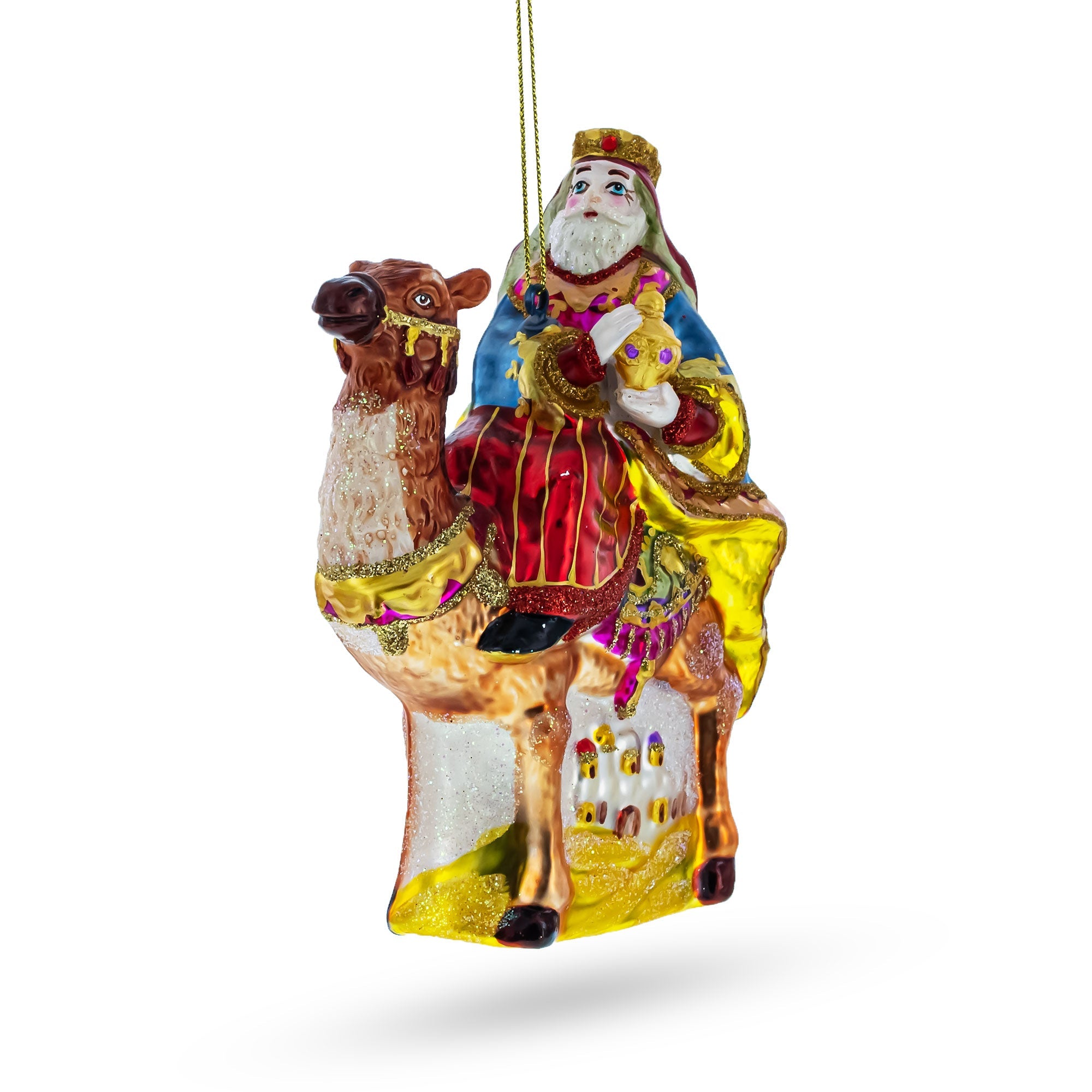 Wiseman On A Camel  - Blown Glass Christmas Ornament