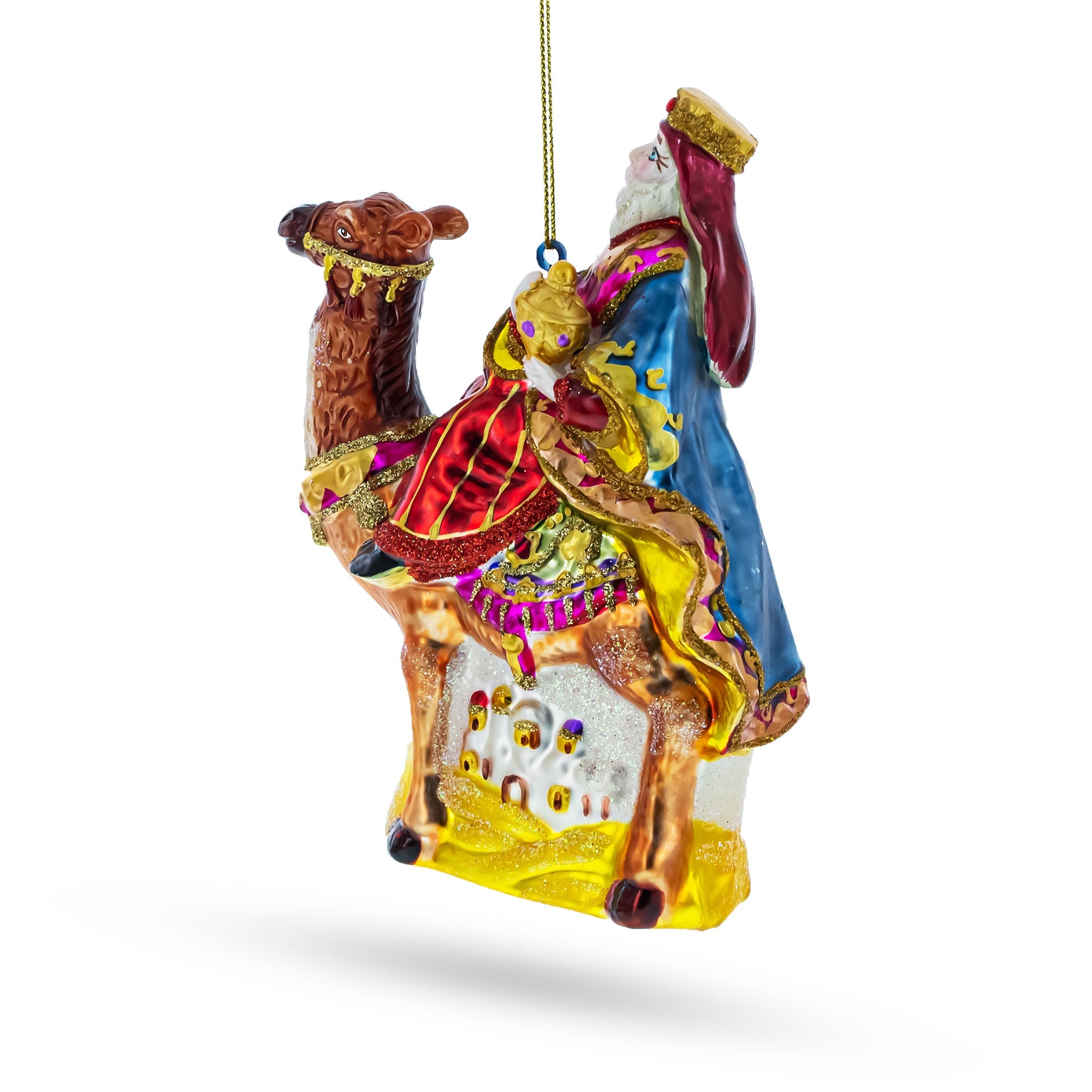 Wiseman On A Camel  - Blown Glass Christmas Ornament