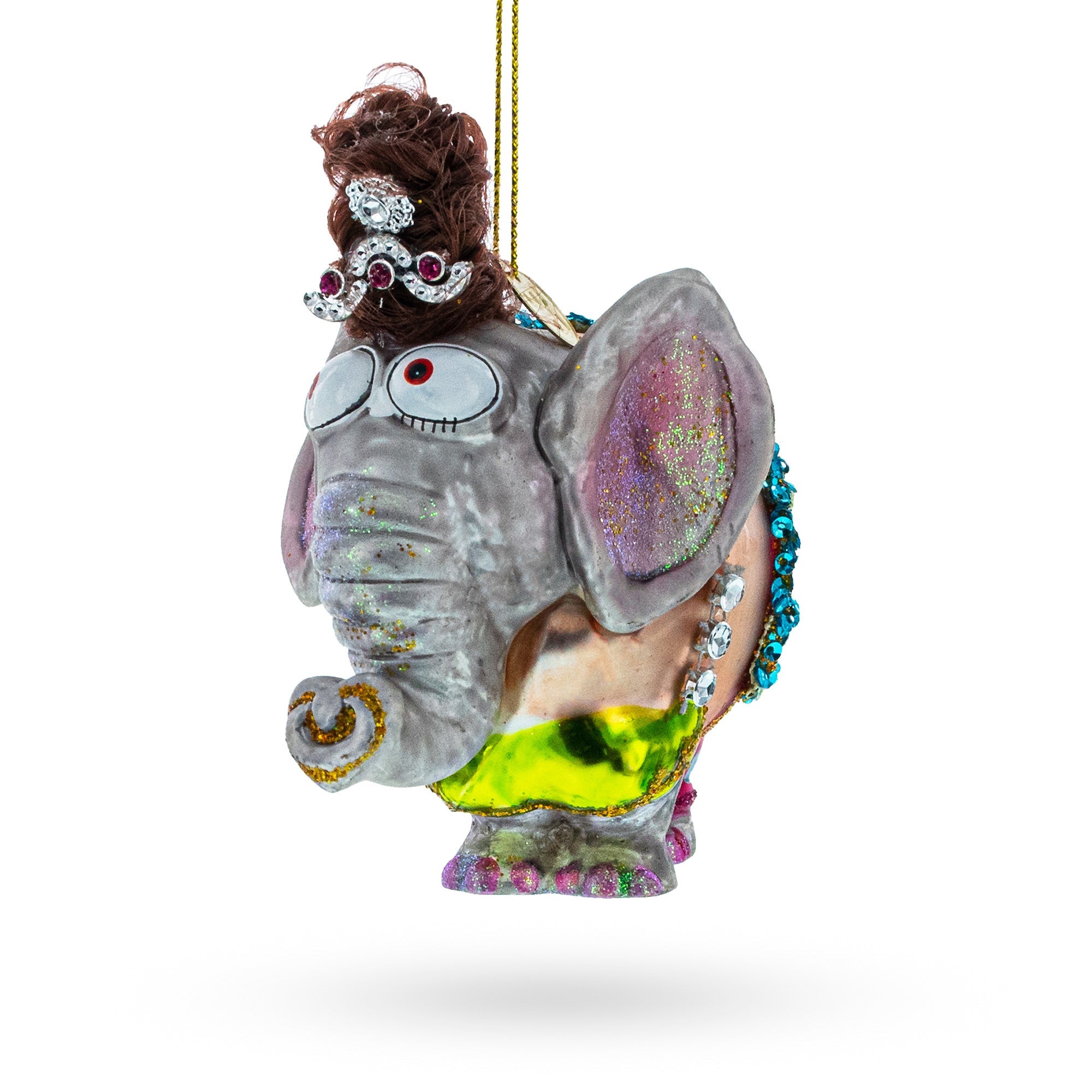 Circus Elephant Performing Tricks - Blown Glass Christmas Ornament