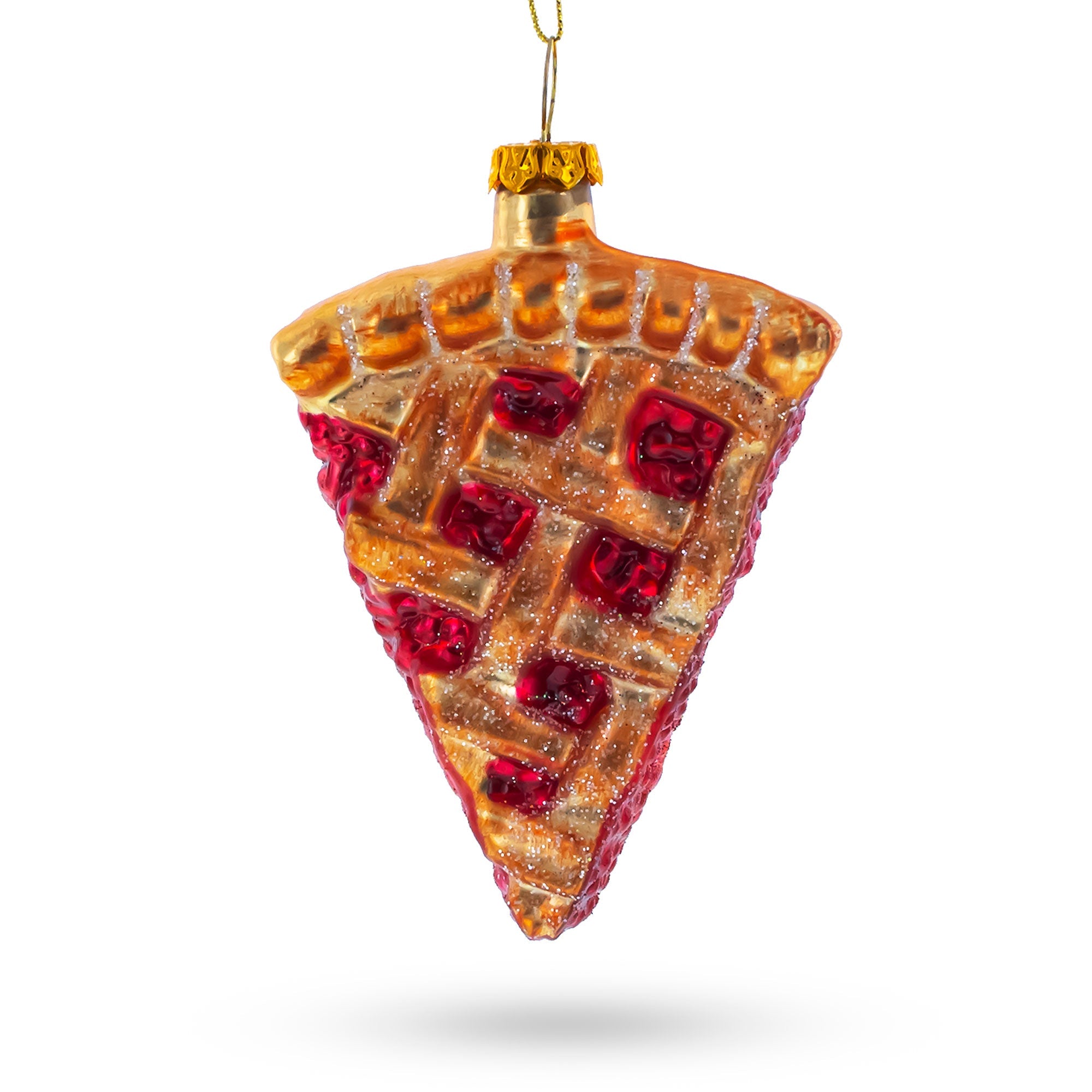 Delectable Cherry Pie Slice - Blown Glass Christmas Ornament