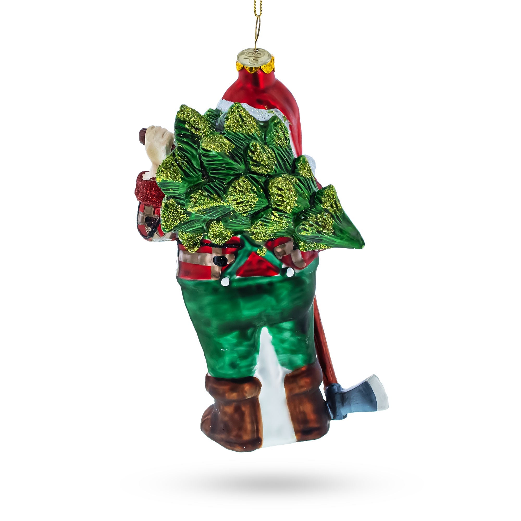 Rustic Holiday Cheer: Lumberjack Santa - Blown Glass Christmas Ornament