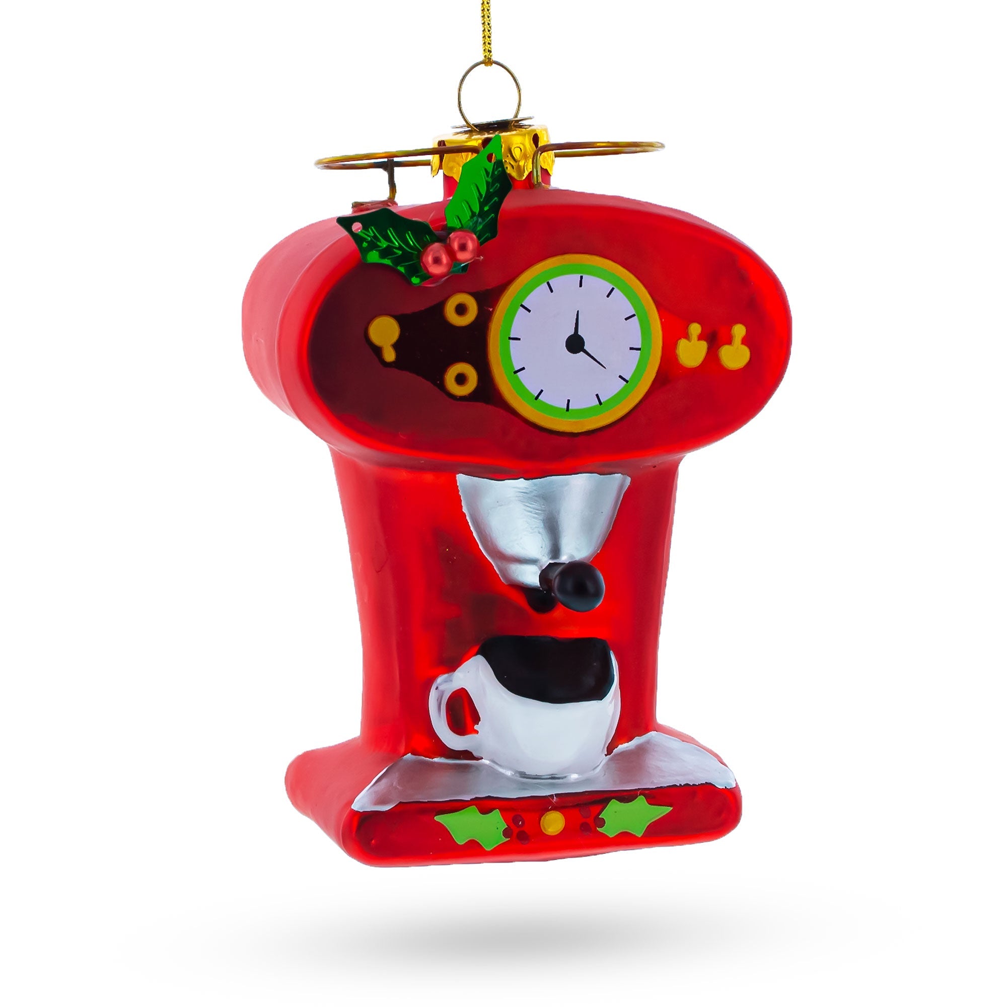 Vintage Red Espresso Machine - Blown Glass Christmas Ornament