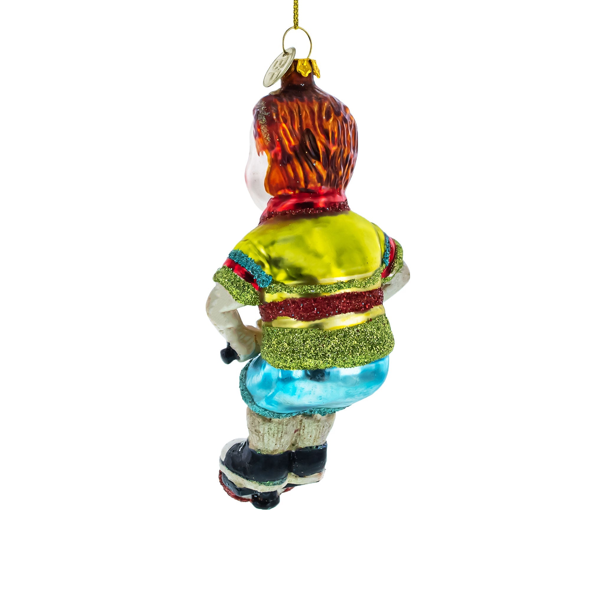 Energetic Boy On Pogo Stick - Blown Glass Christmas Ornament