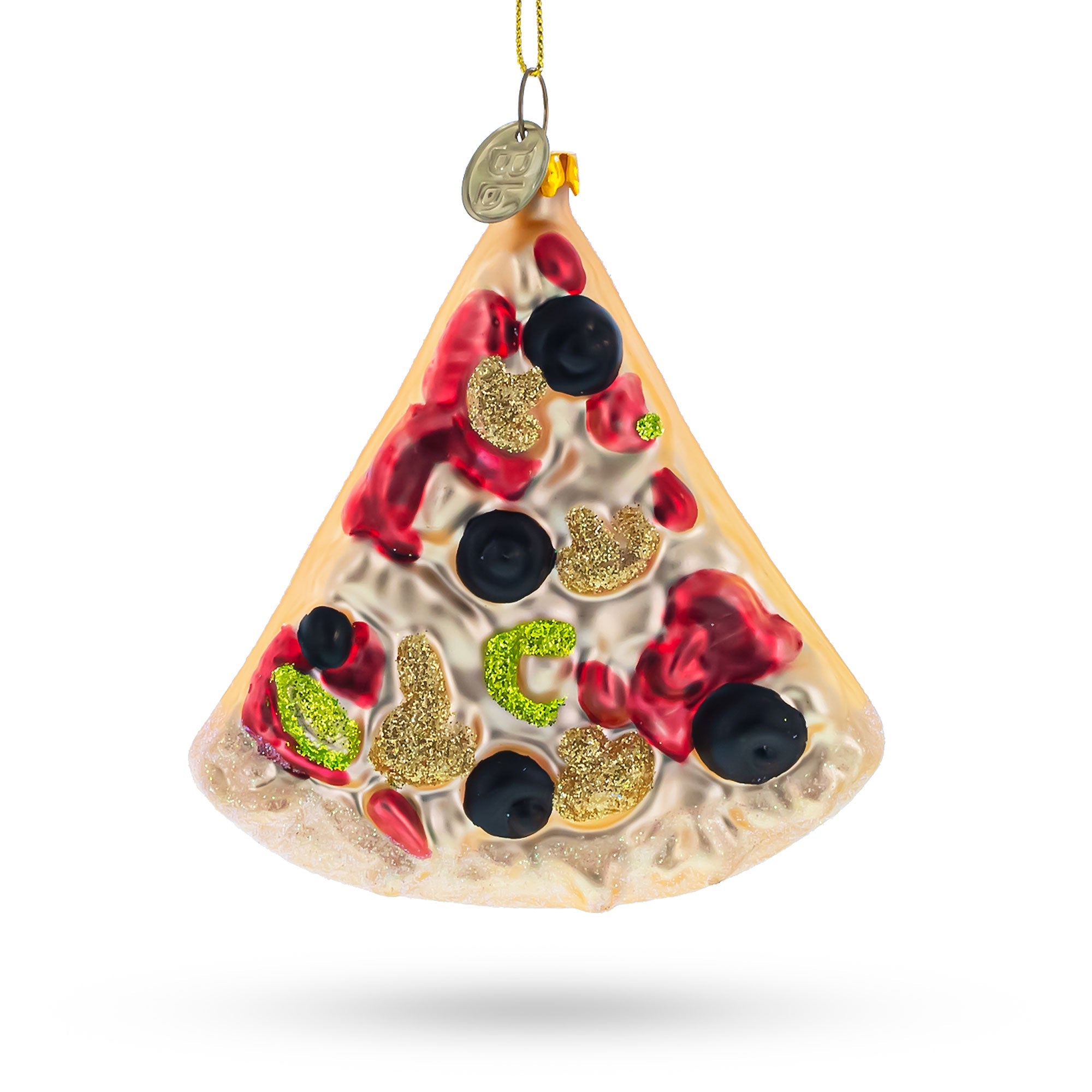 Delicious Slice Of Pepperoni Pizza - Blown Glass Christmas Ornament