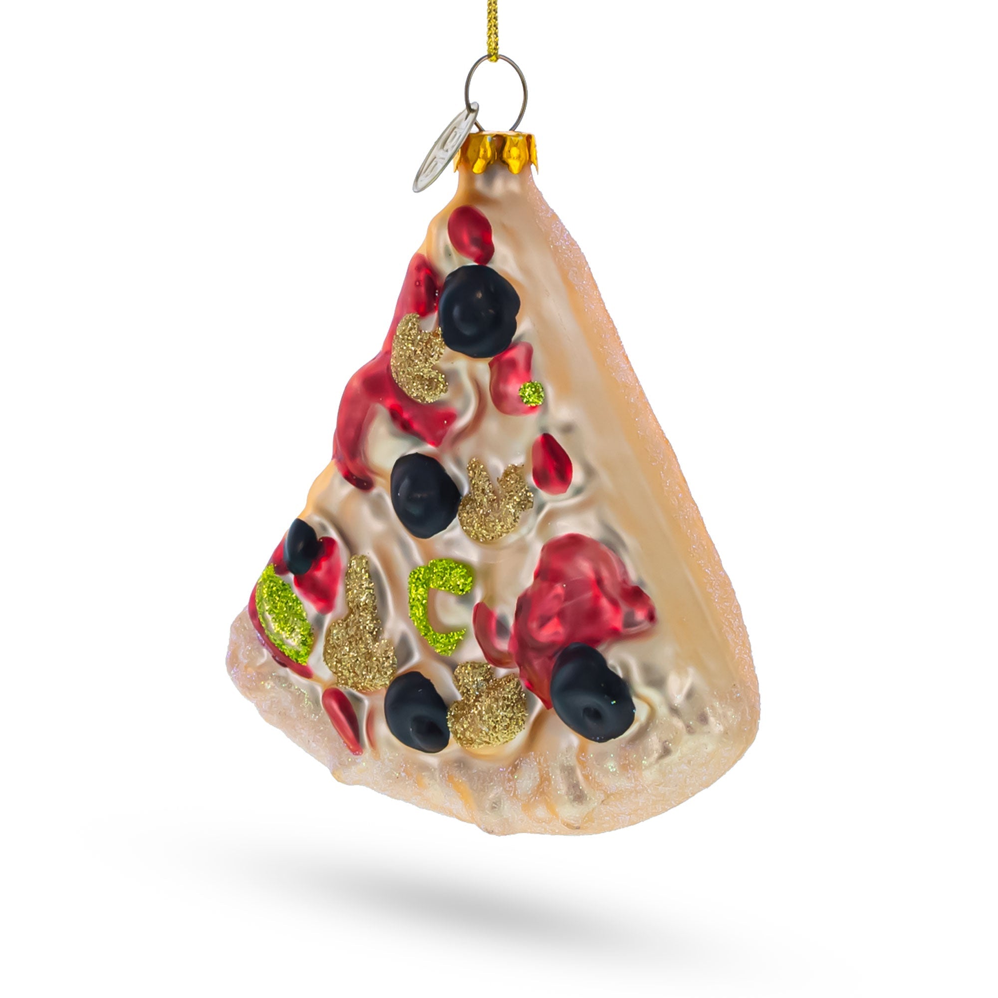 Delicious Slice Of Pepperoni Pizza - Blown Glass Christmas Ornament