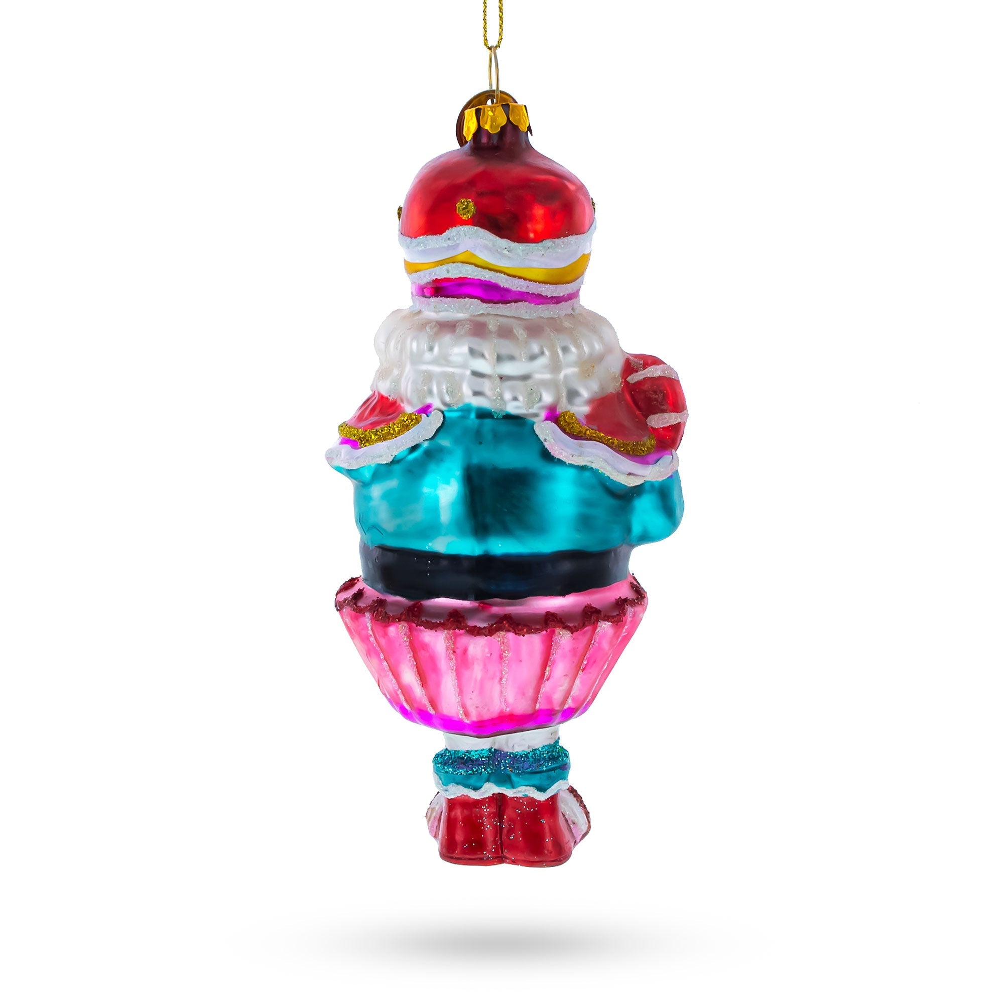 Nutcracker With Cupcake - Blown Glass Christmas Ornament