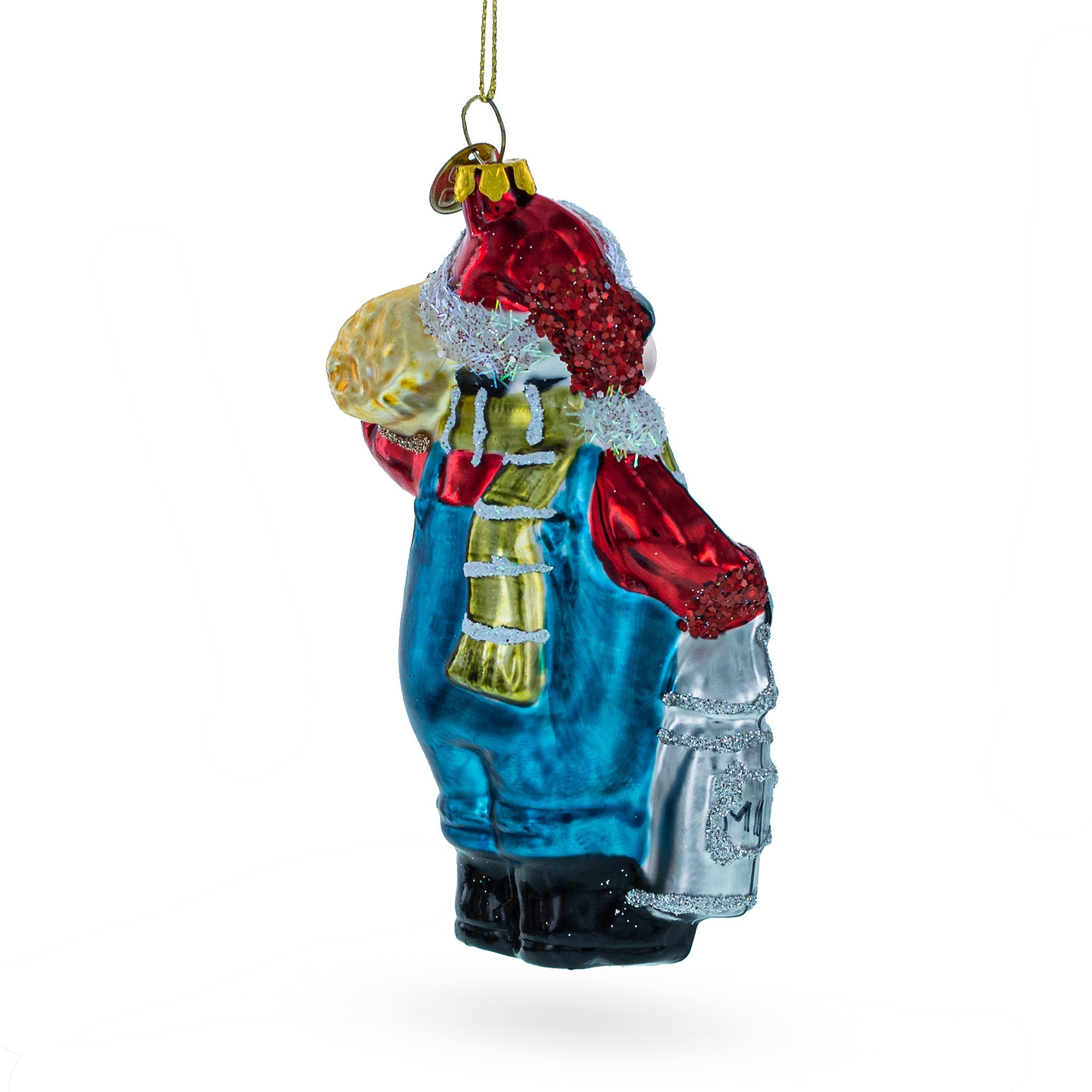 Quaint Cow Carrying Milk Jug - Blown Glass Christmas Ornament