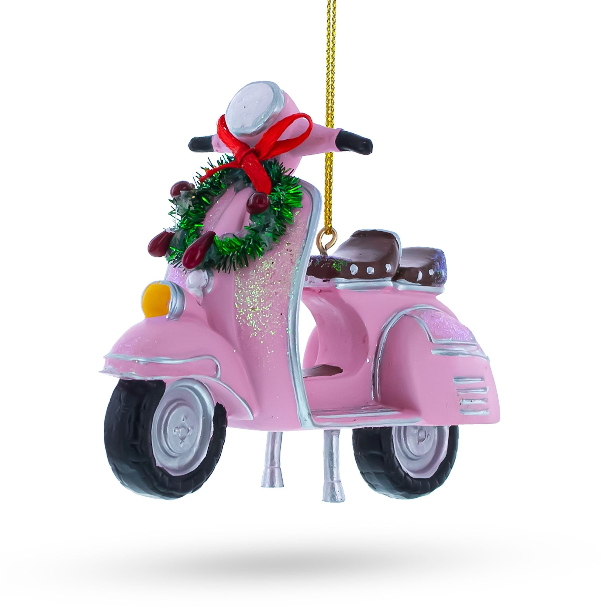 Retro Scooter With Festive Wreath - Christmas Ornament