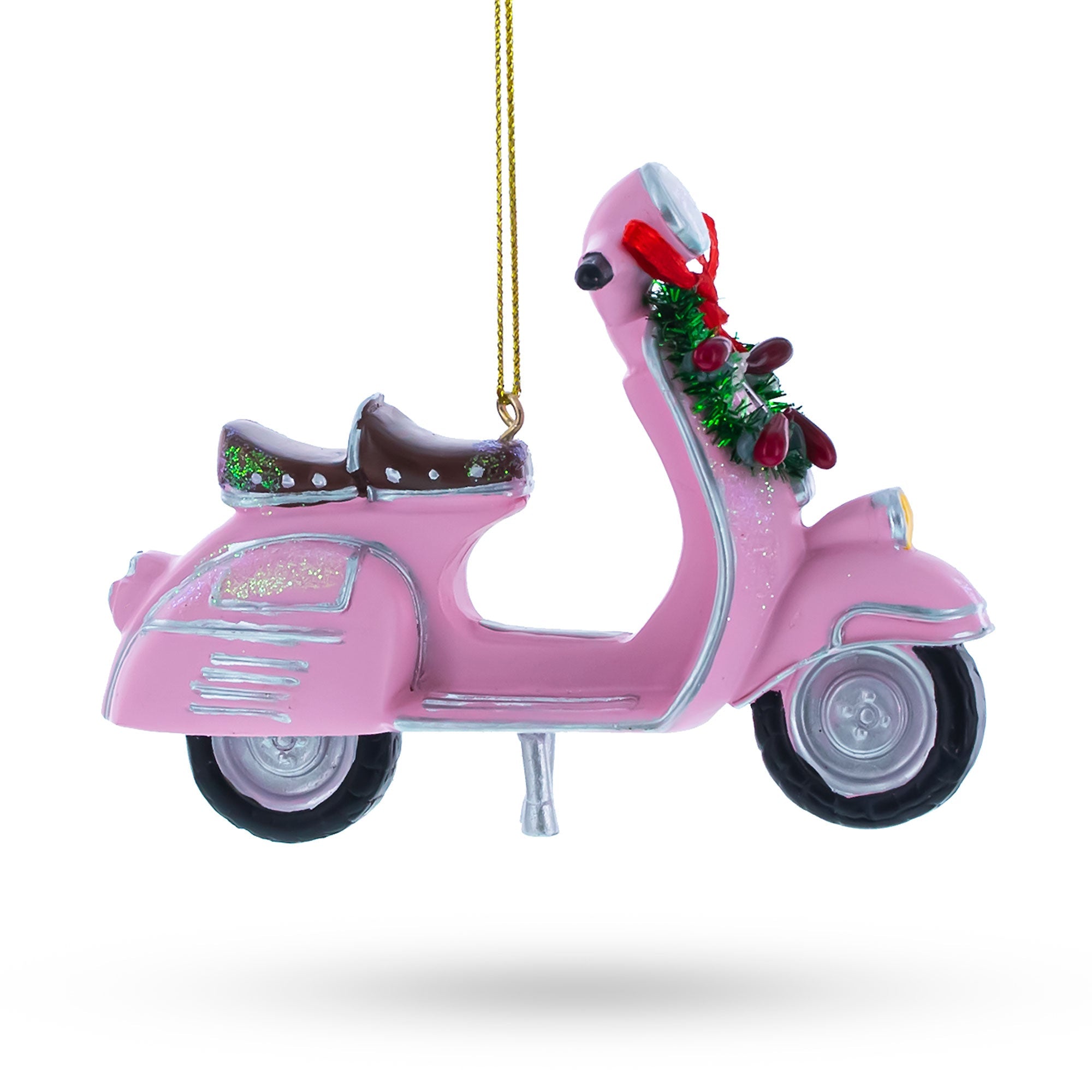 Retro Scooter With Festive Wreath - Christmas Ornament