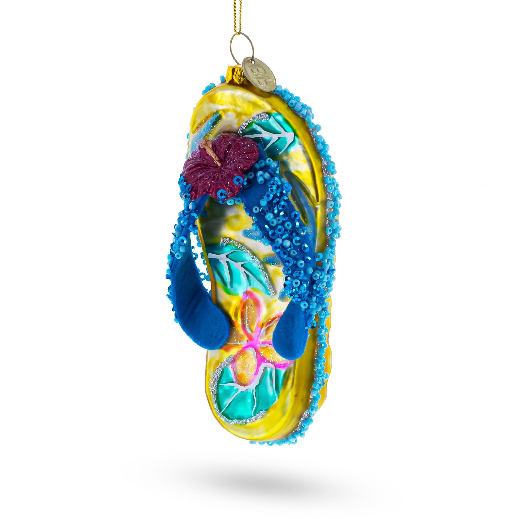 Beaded Flip Flops - Blown Glass Christmas Ornament