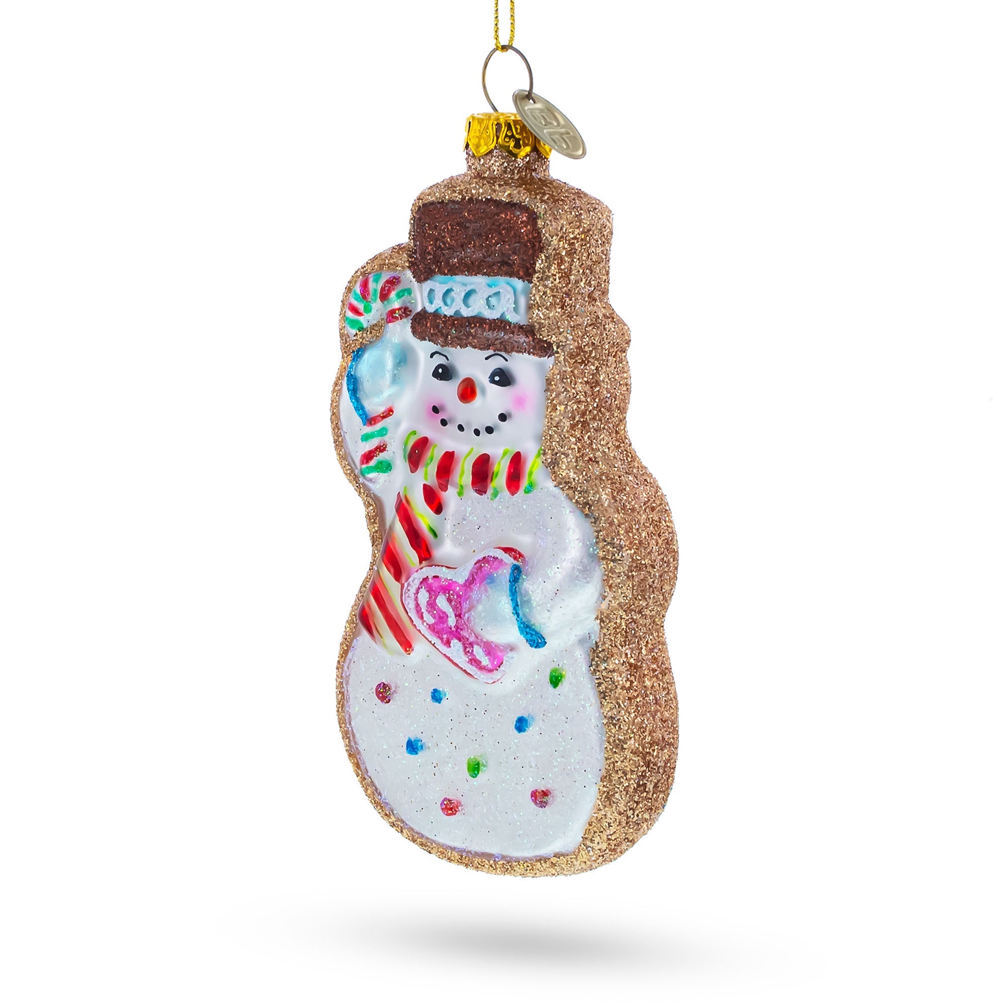 Festive Snowman Cookie - Blown Glass Christmas Ornament