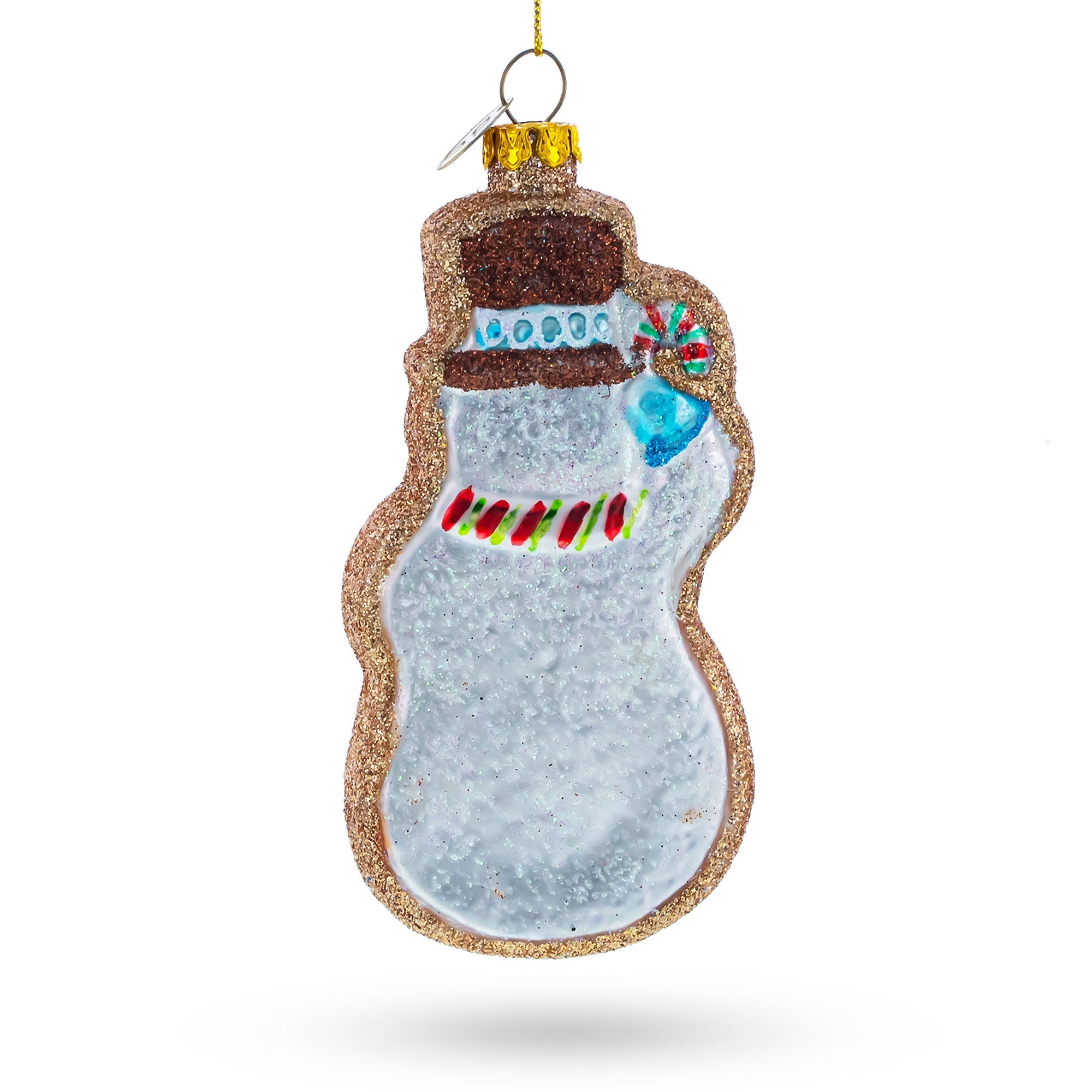 Festive Snowman Cookie - Blown Glass Christmas Ornament