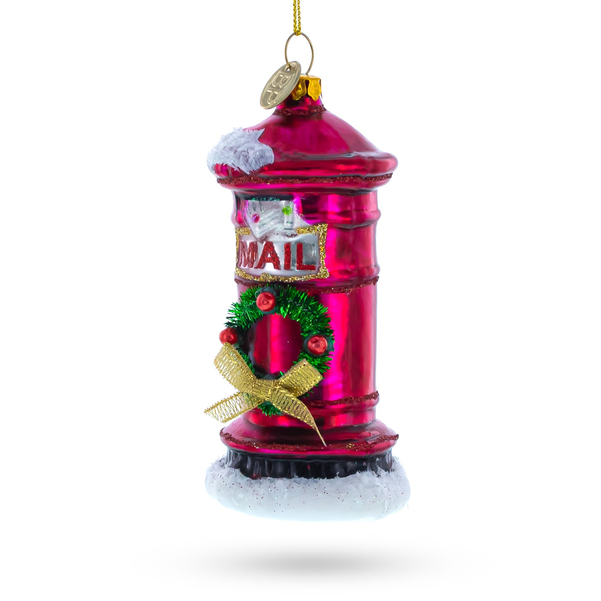 Red Mailbox With Letter To Santa - Blown Glass Christmas Ornament