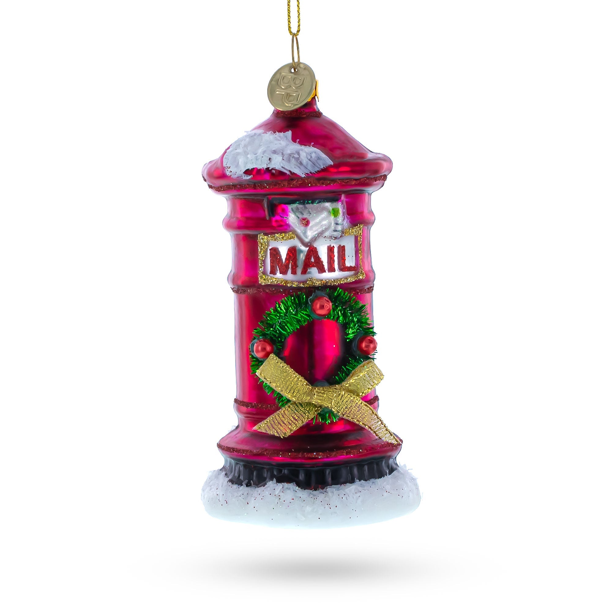 Red Mailbox With Letter To Santa - Blown Glass Christmas Ornament