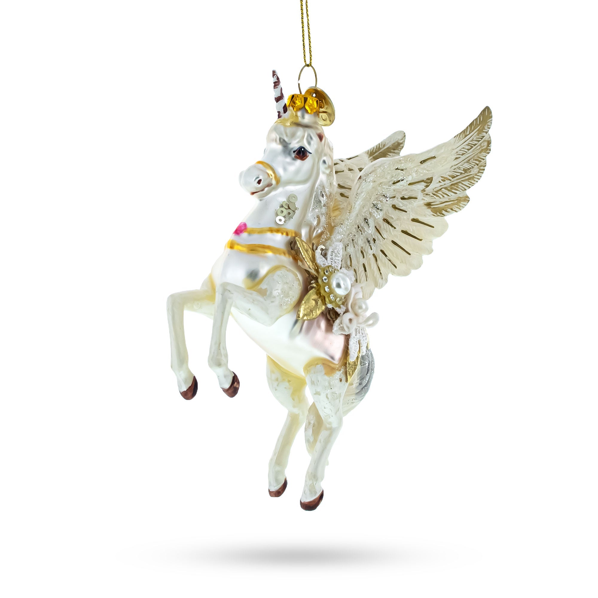 Enchanting White Unicorn - Blown Glass Christmas Ornament