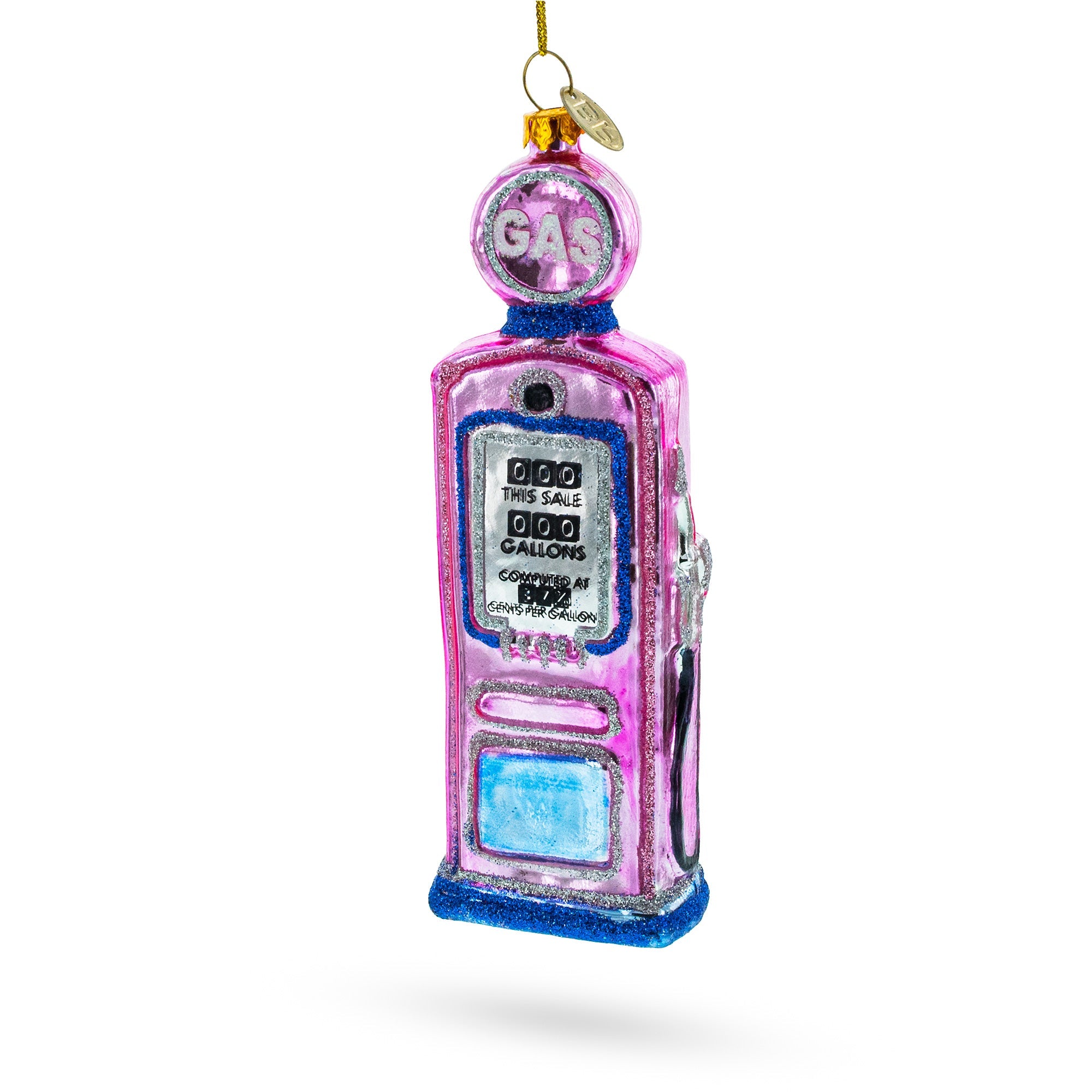 Classic Vintage Retro Gas Pump - Blown Glass Christmas Ornament