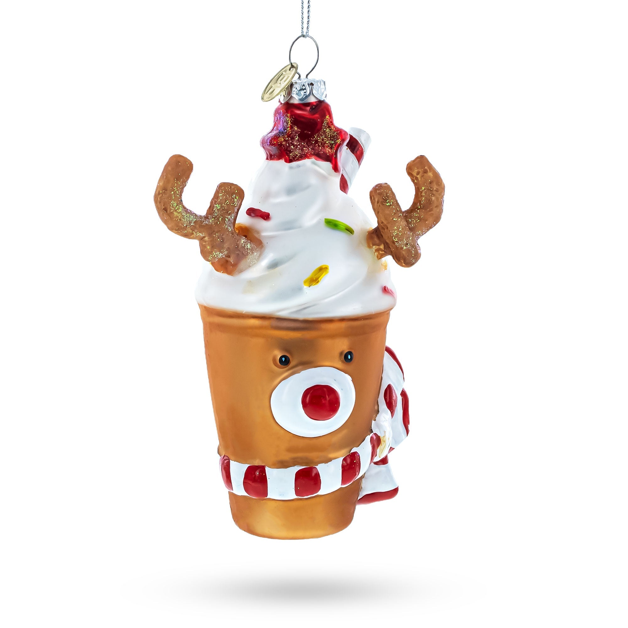 Festive Reindeer Milkshake - Blown Glass Christmas Ornament