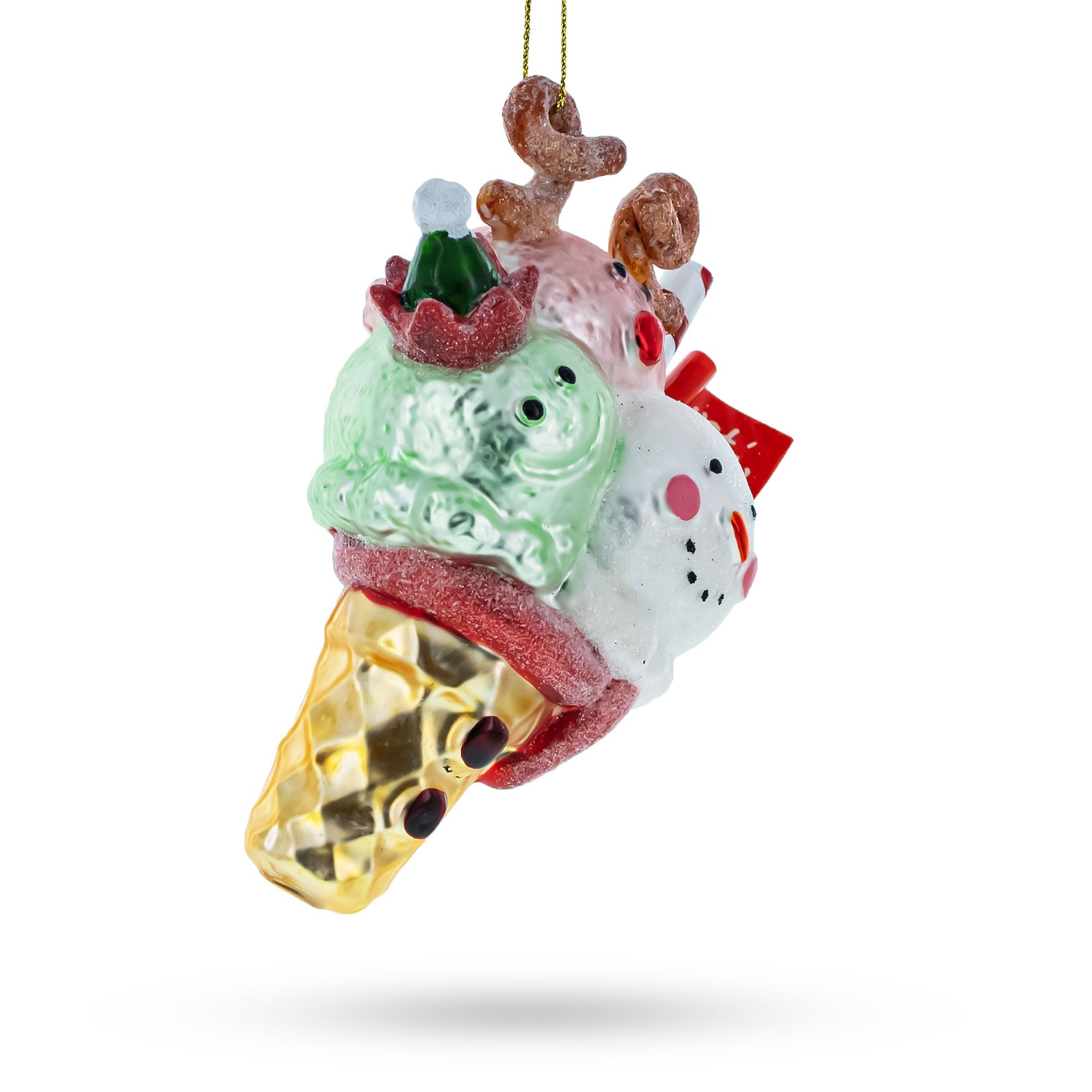 Icy Delights Christmas Ice Cream - Blown Glass Christmas Ornament