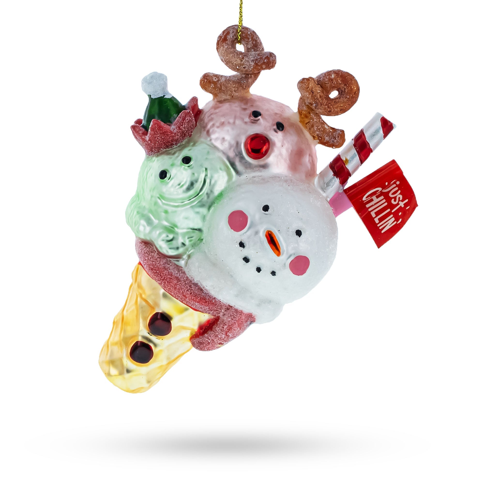 Icy Delights Christmas Ice Cream - Blown Glass Christmas Ornament