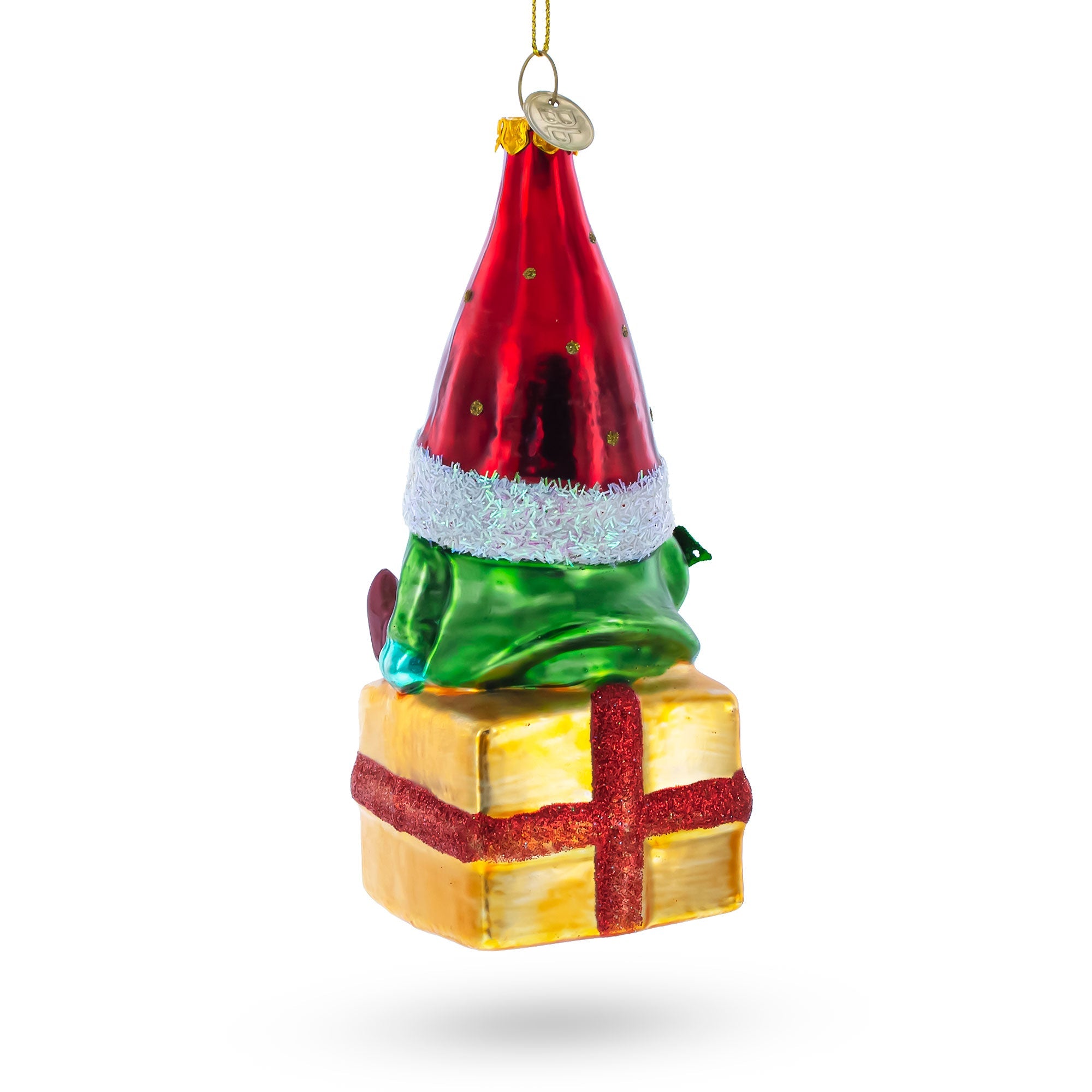 Gnome Bearing Gifts - Blown Glass Christmas Ornament