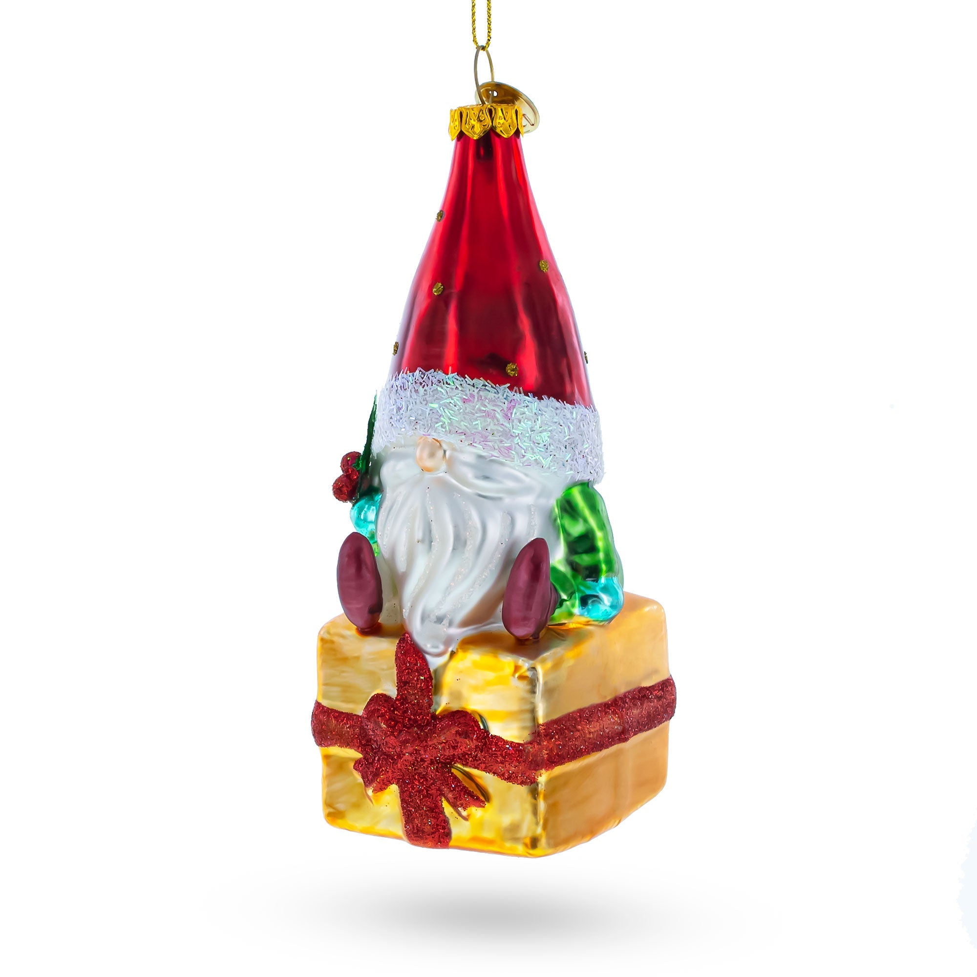 Gnome Bearing Gifts - Blown Glass Christmas Ornament