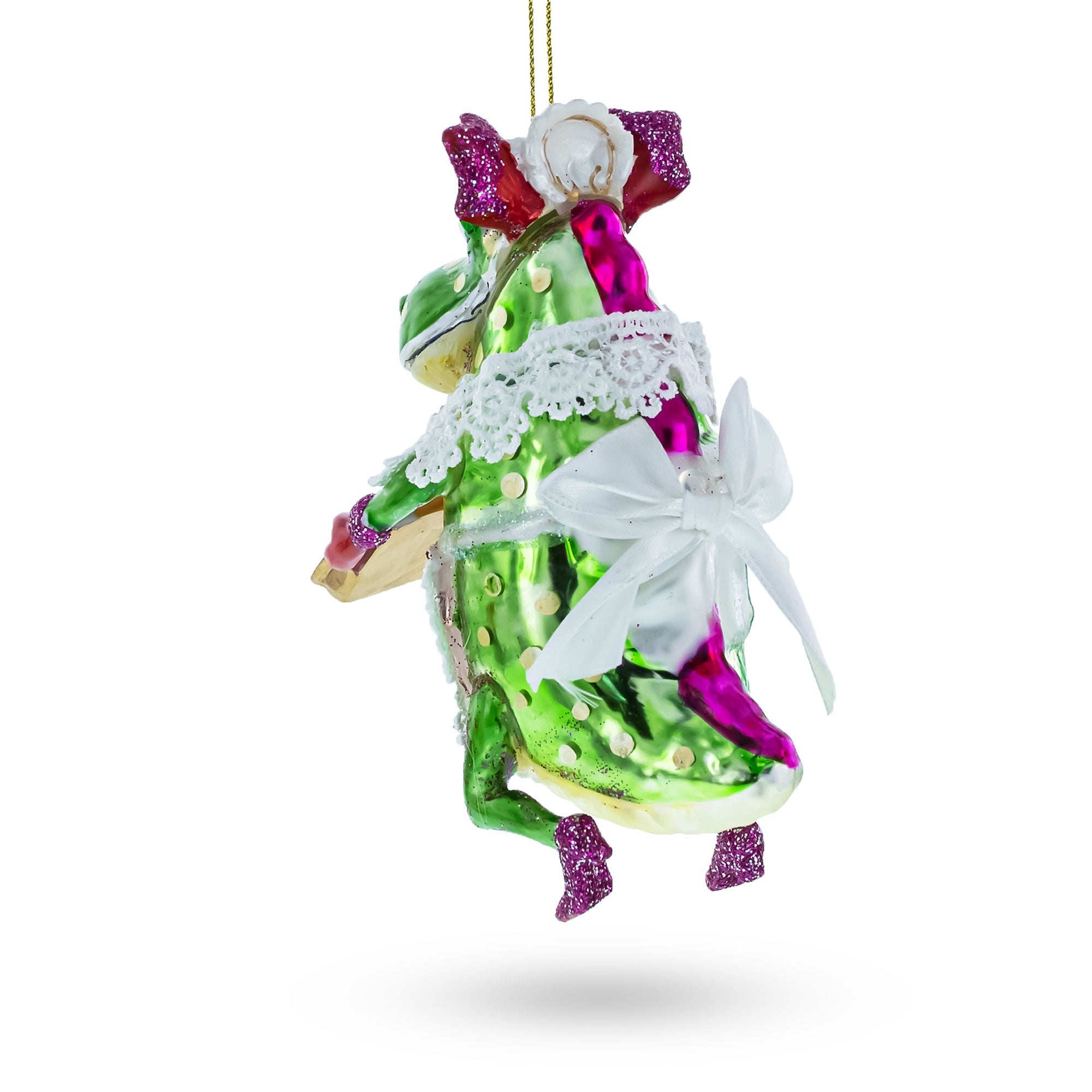 Cookie-bearing Dragon Delight - Blown Glass Christmas Ornament