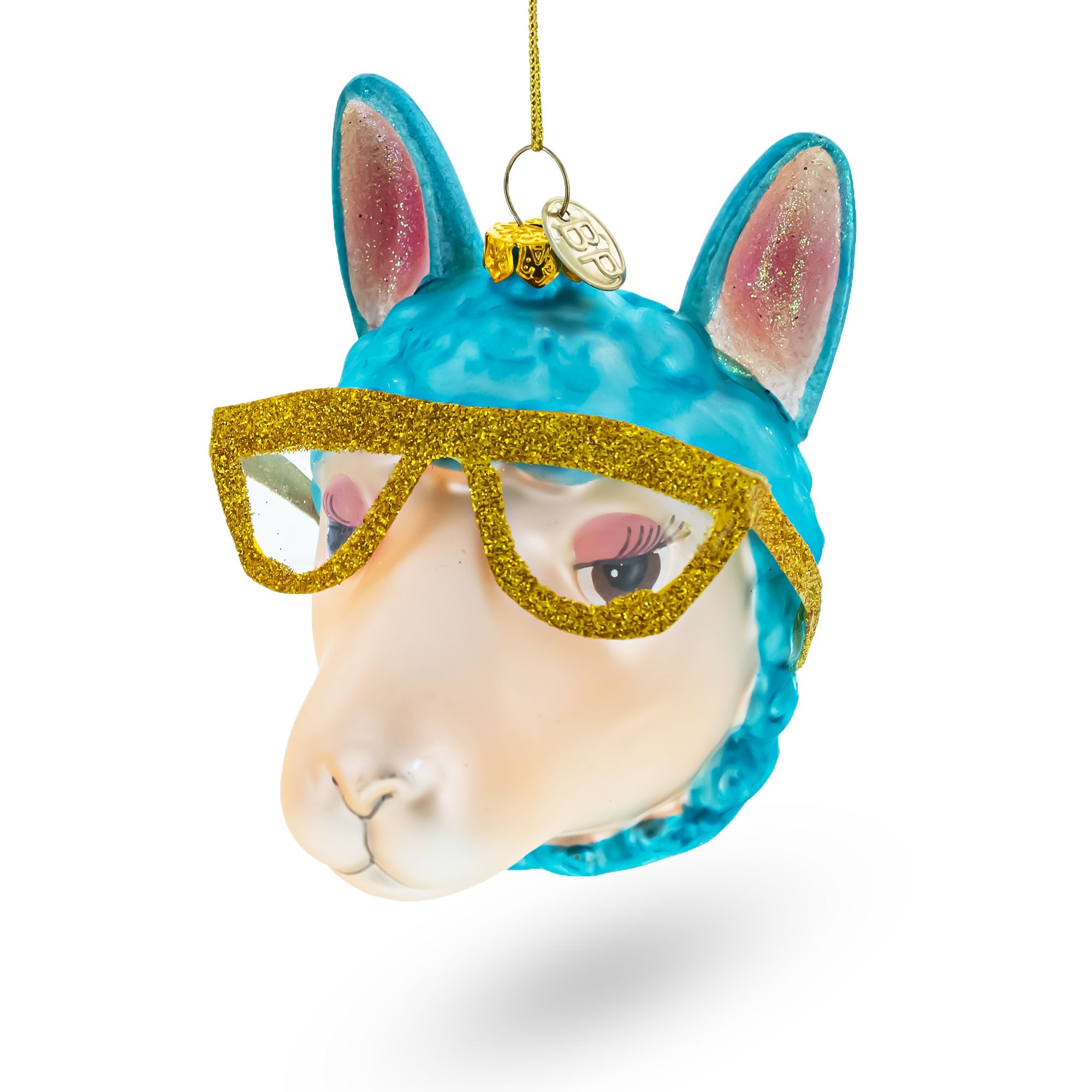 Stylish Lama Rocking Funky Glasses - Blown Glass Christmas Ornament