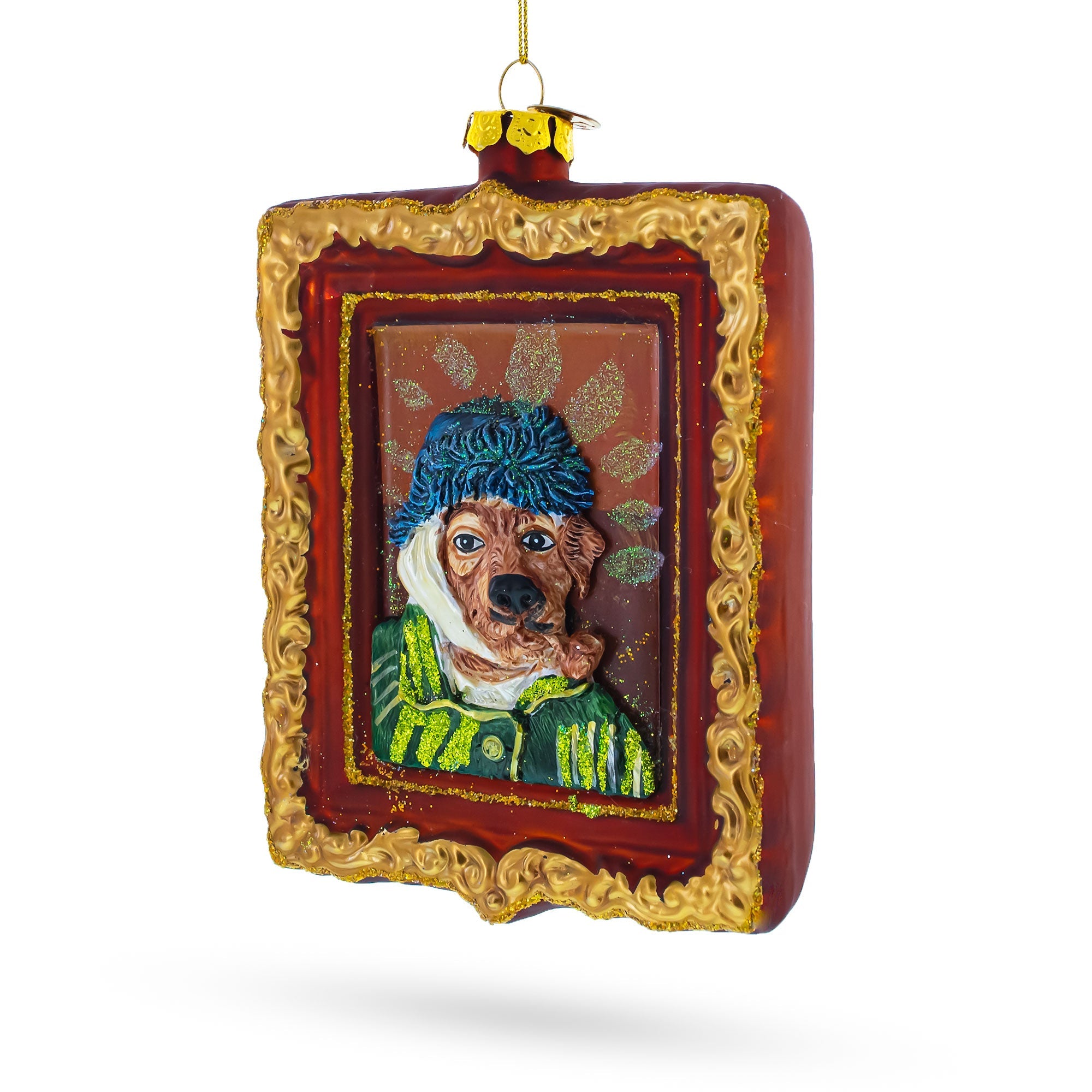 Van Gogh Inspired Dog Portrait - Blown Glass Christmas Ornament