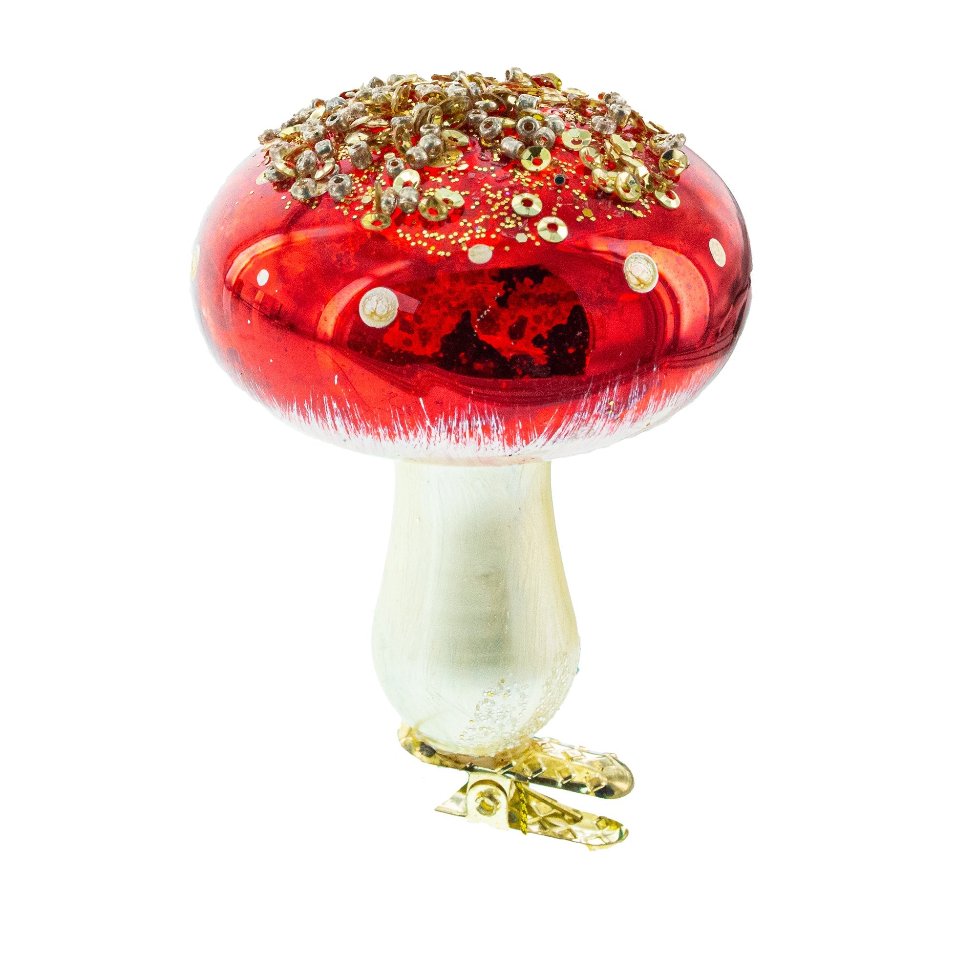 Amanita Mushroom Whimsical - Blown Glass Christmas Ornament