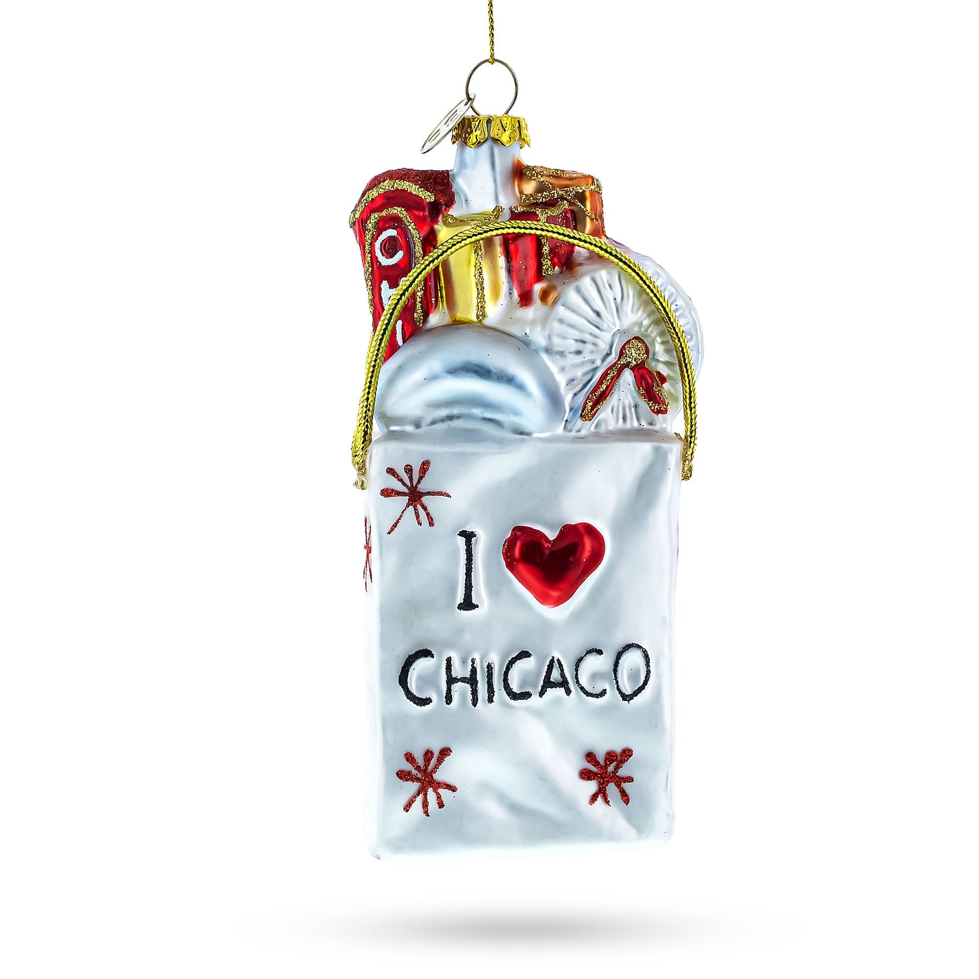 I Love Chicago - Blown Glass Christmas Ornament