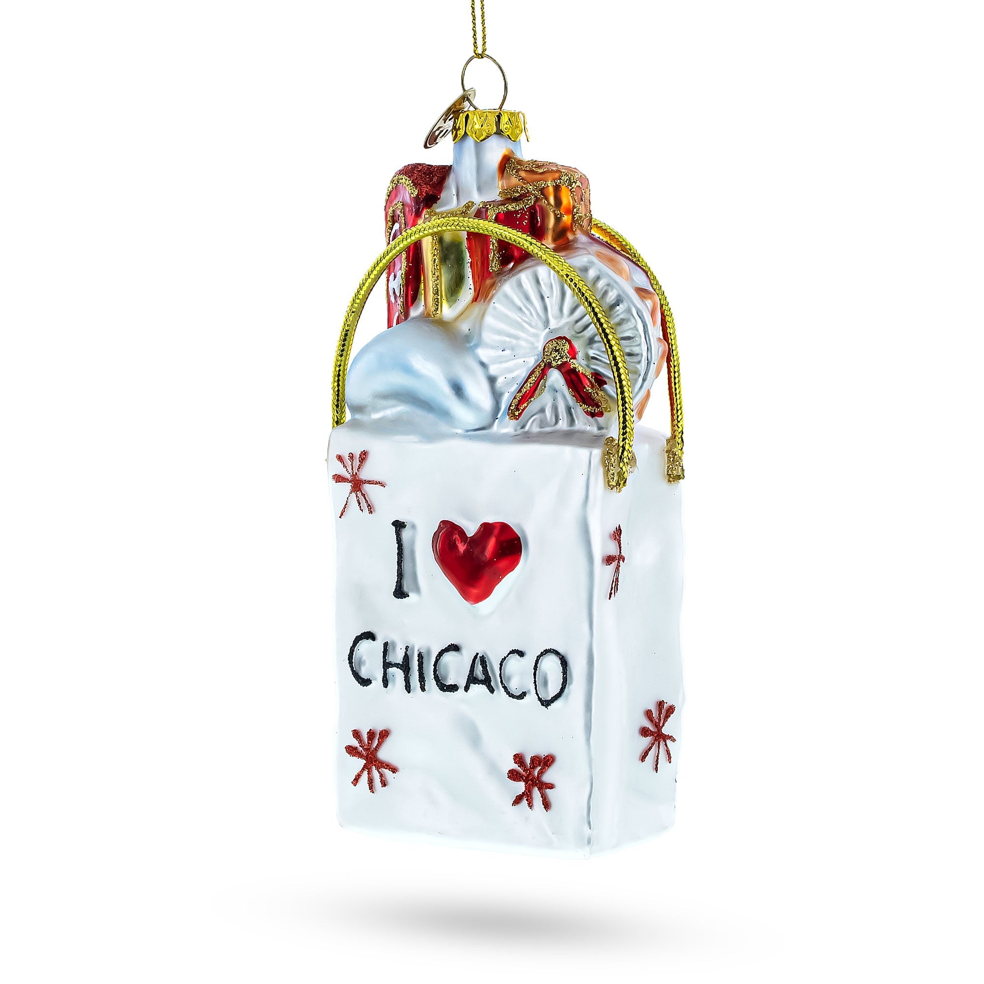 I Love Chicago - Blown Glass Christmas Ornament