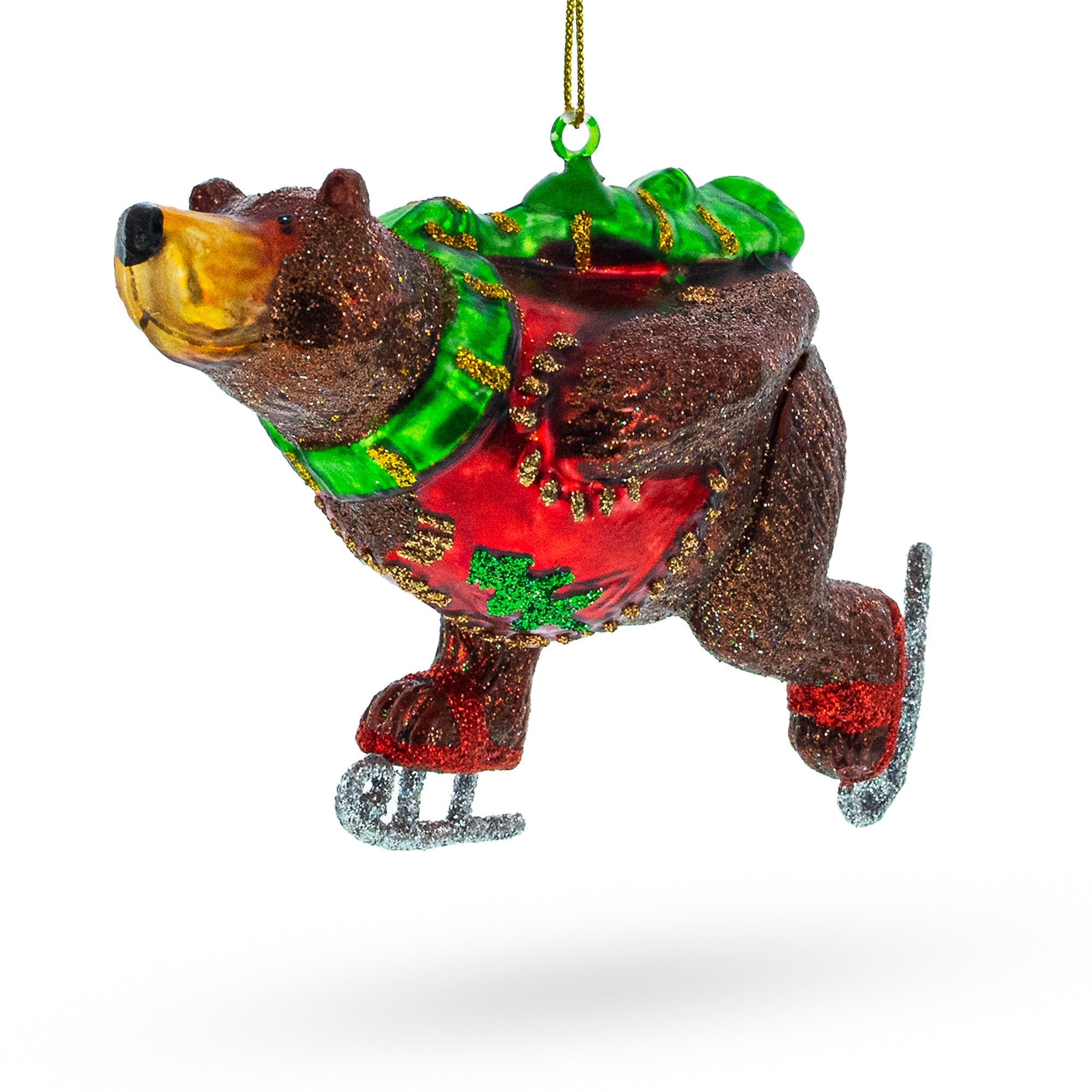 Whimsical Wintertime: Skating Bear - Blown Glass Christmas Ornament