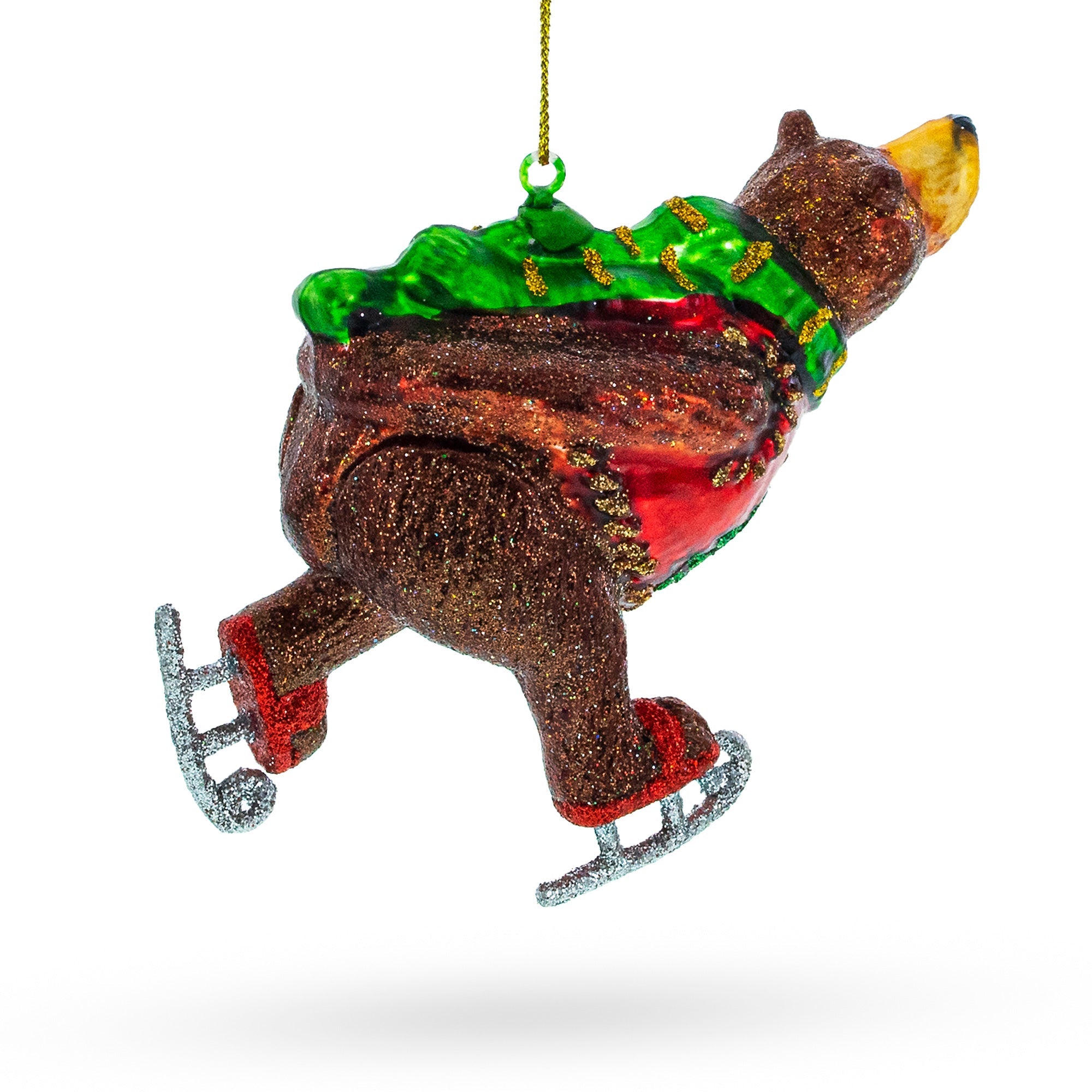 Whimsical Wintertime: Skating Bear - Blown Glass Christmas Ornament