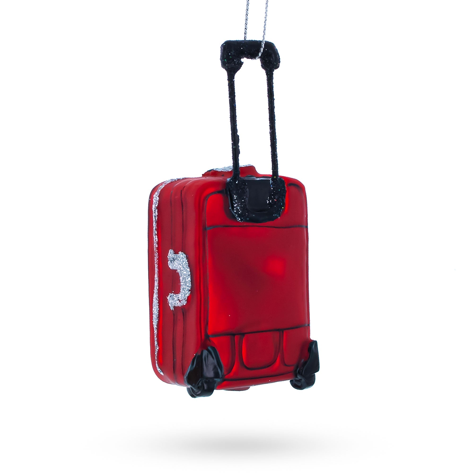 Jetsetter's Dream: Vintage Red Luggage - Blown Glass Christmas Ornament