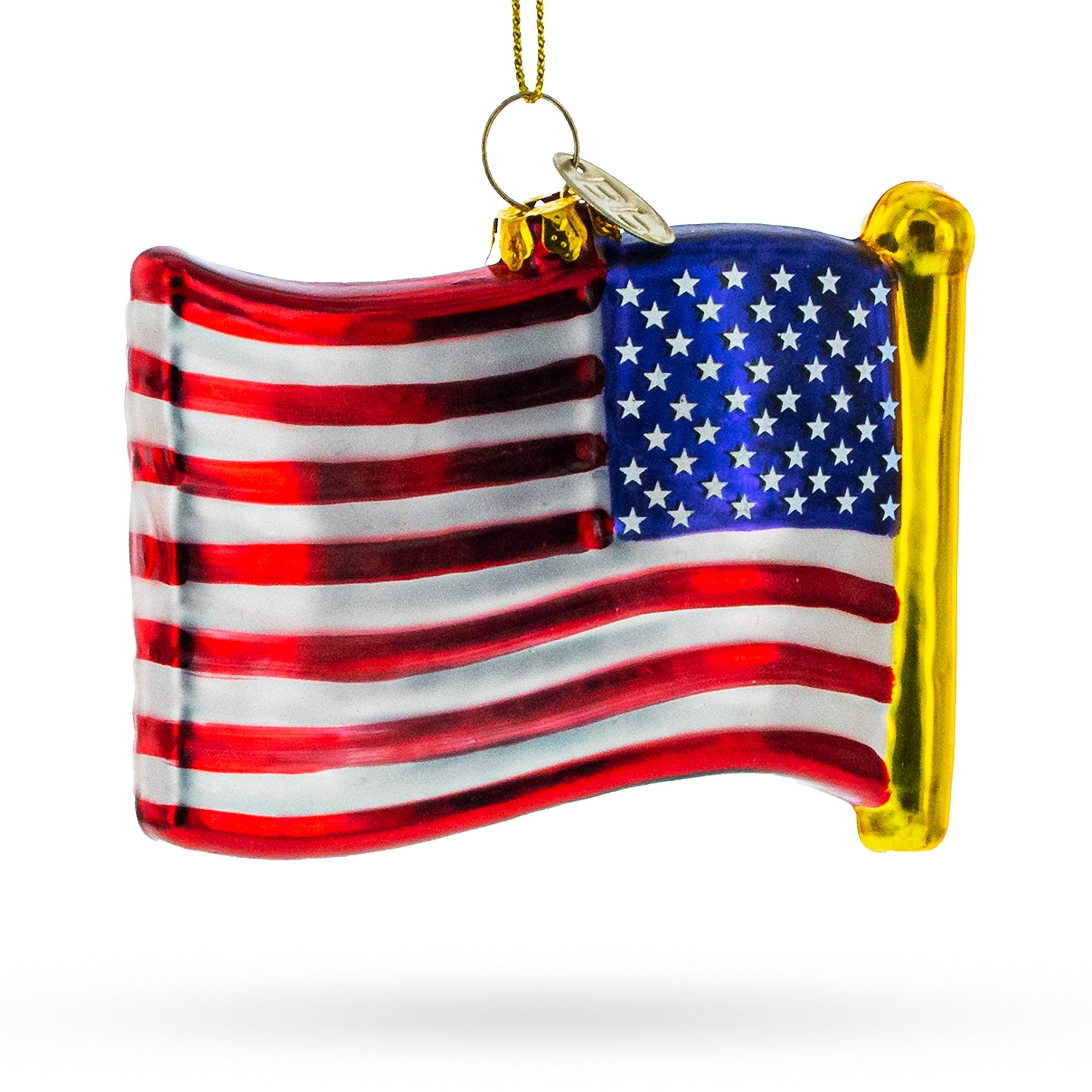 United States Flag Blown Glass Christmas Ornament