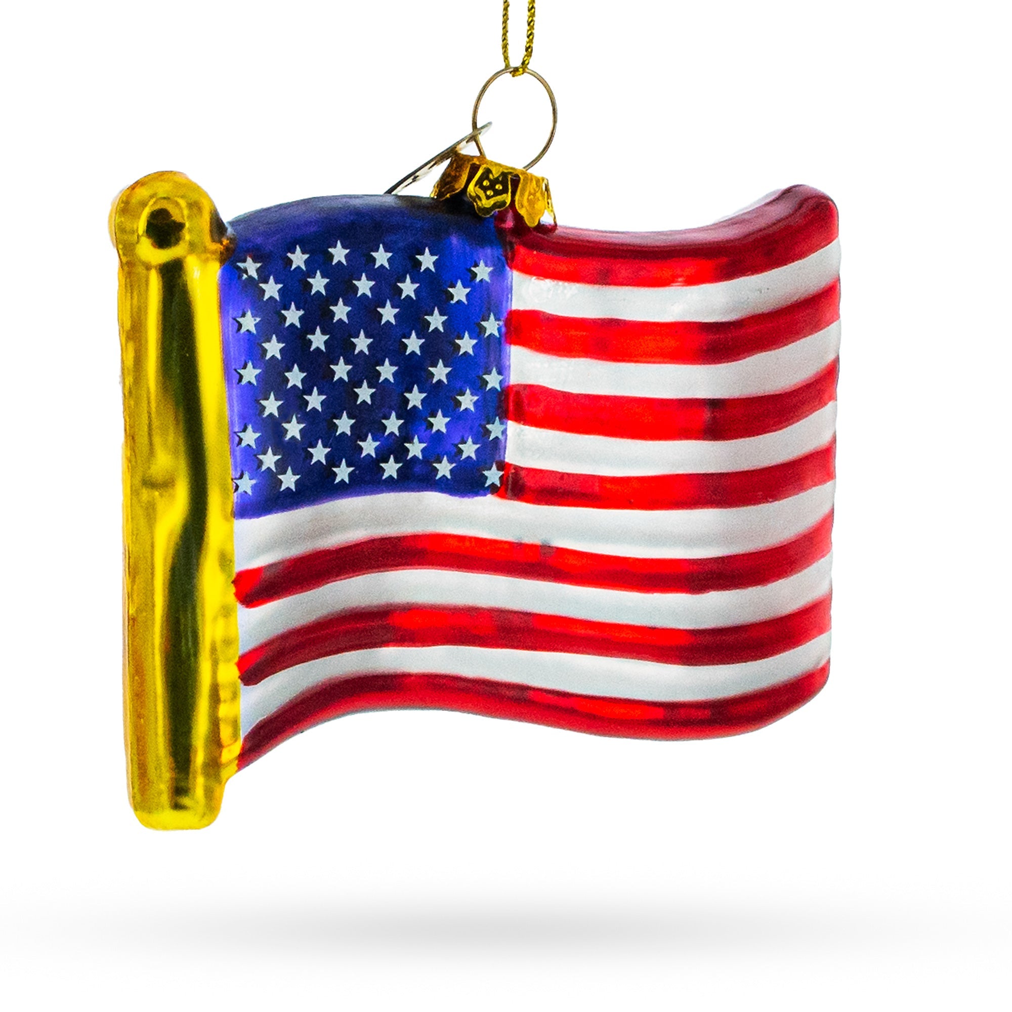 United States Flag Blown Glass Christmas Ornament