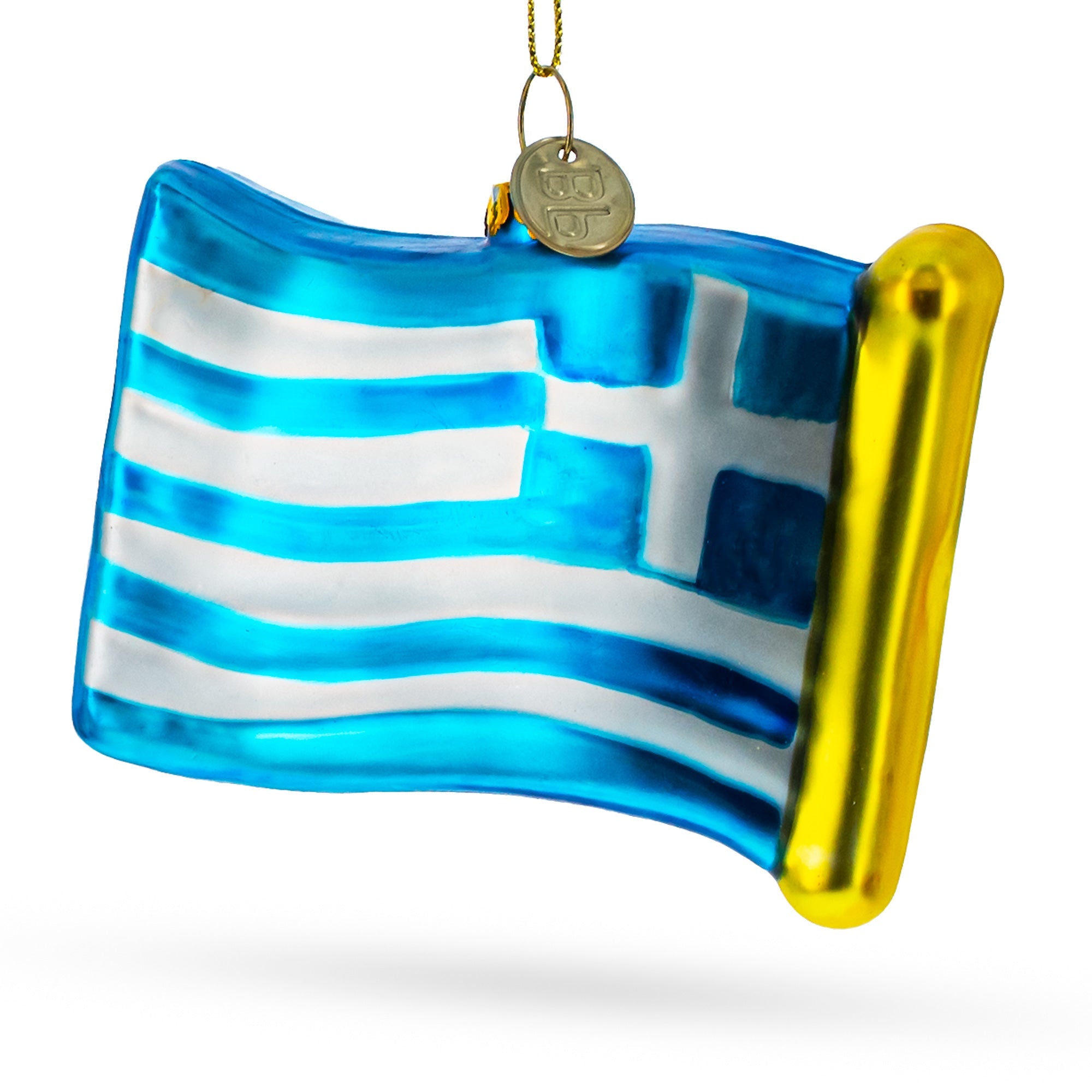 Flag Of Greece - Blown Glass Christmas Ornament