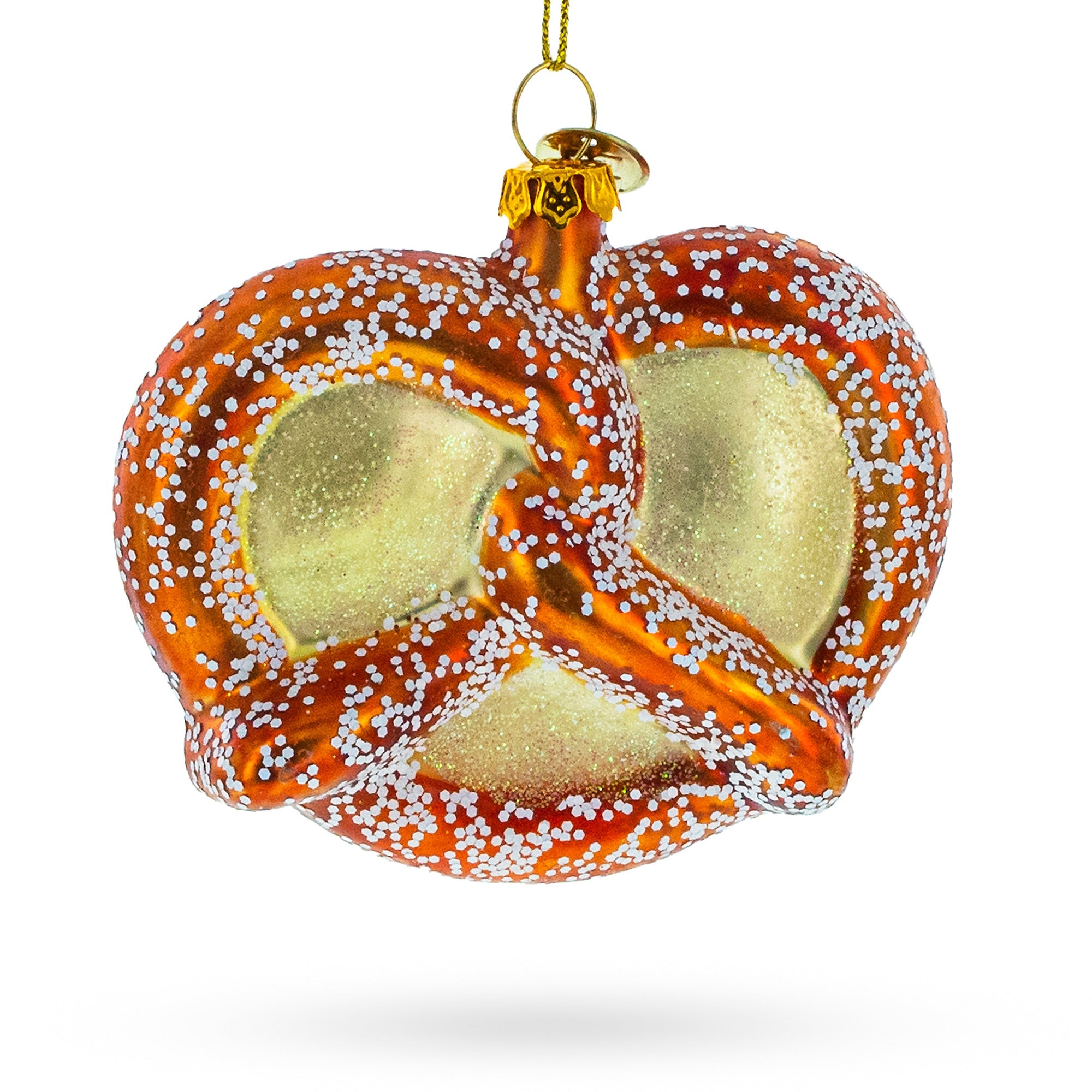 Twisted Delight: Golden Pretzel - Blown Glass Christmas Ornament