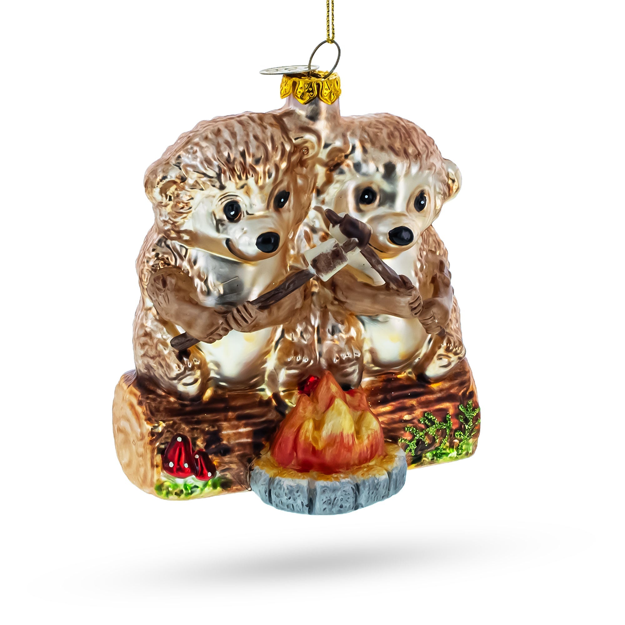 Campfire Cuddles: Wombats Roast Marshmallow - Blown Glass Christmas Ornament