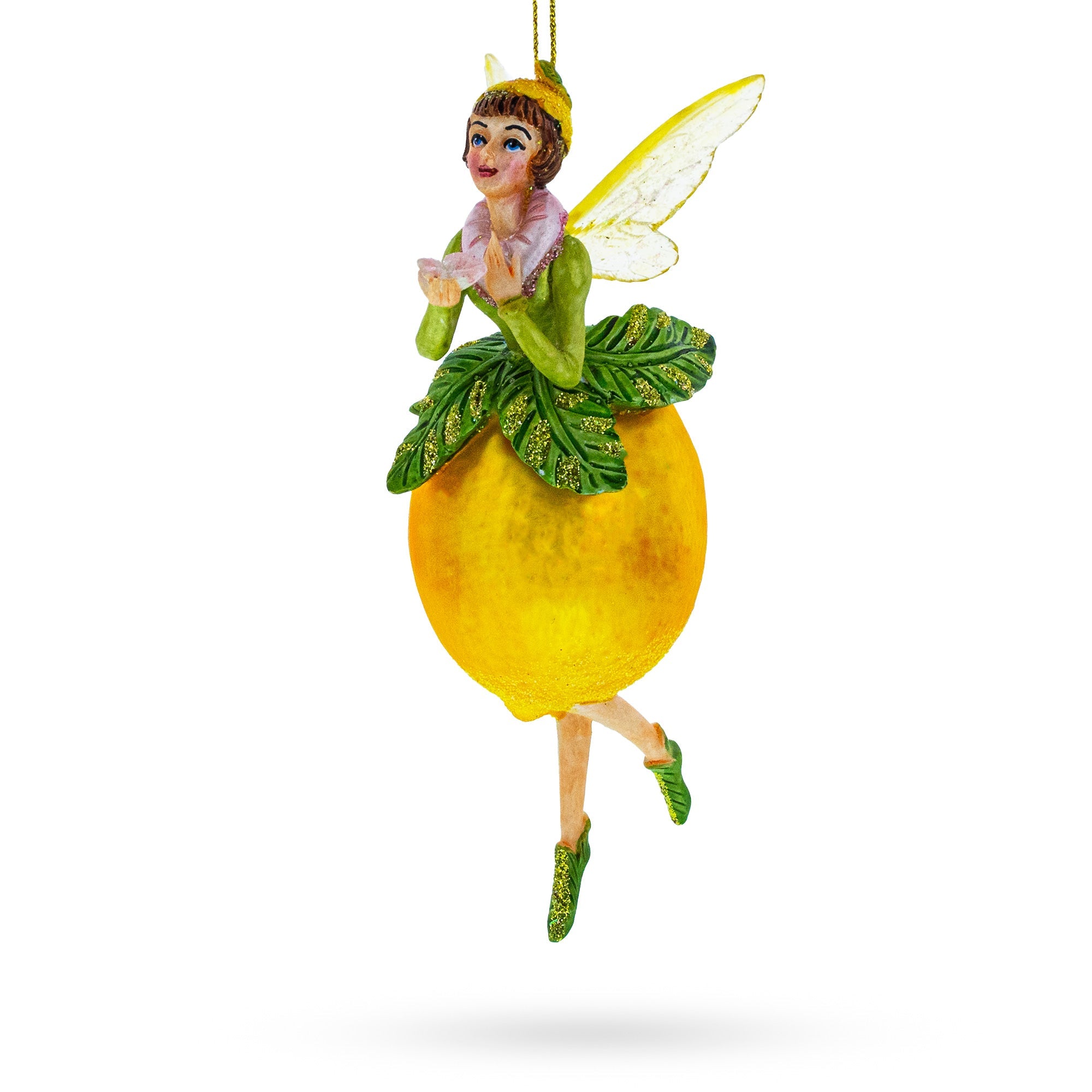 Enchanting Citrus Lemon Fairy - Blown Glass Christmas Ornament