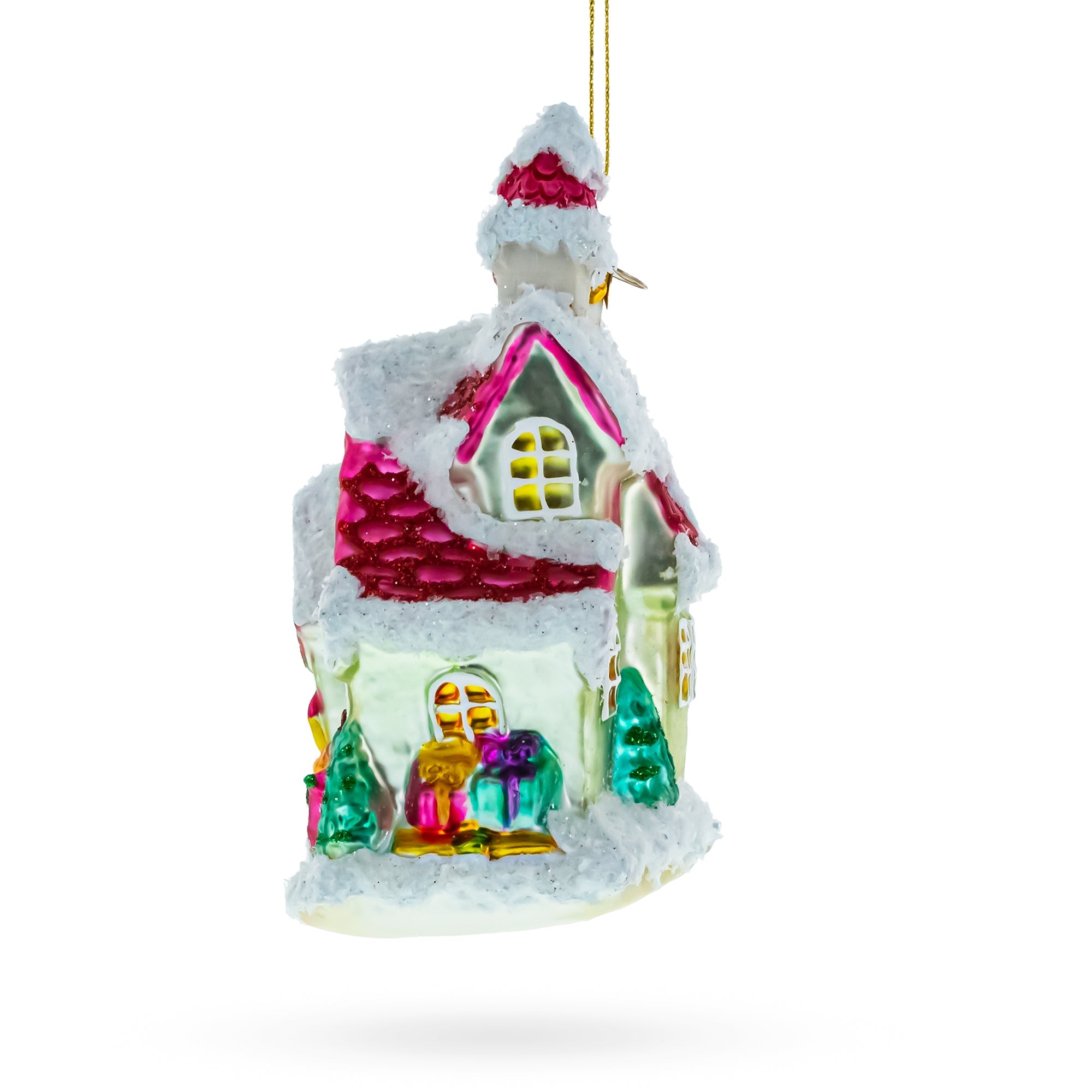 Winter Wonderland Snow-covered House - Blown Glass Christmas Ornament