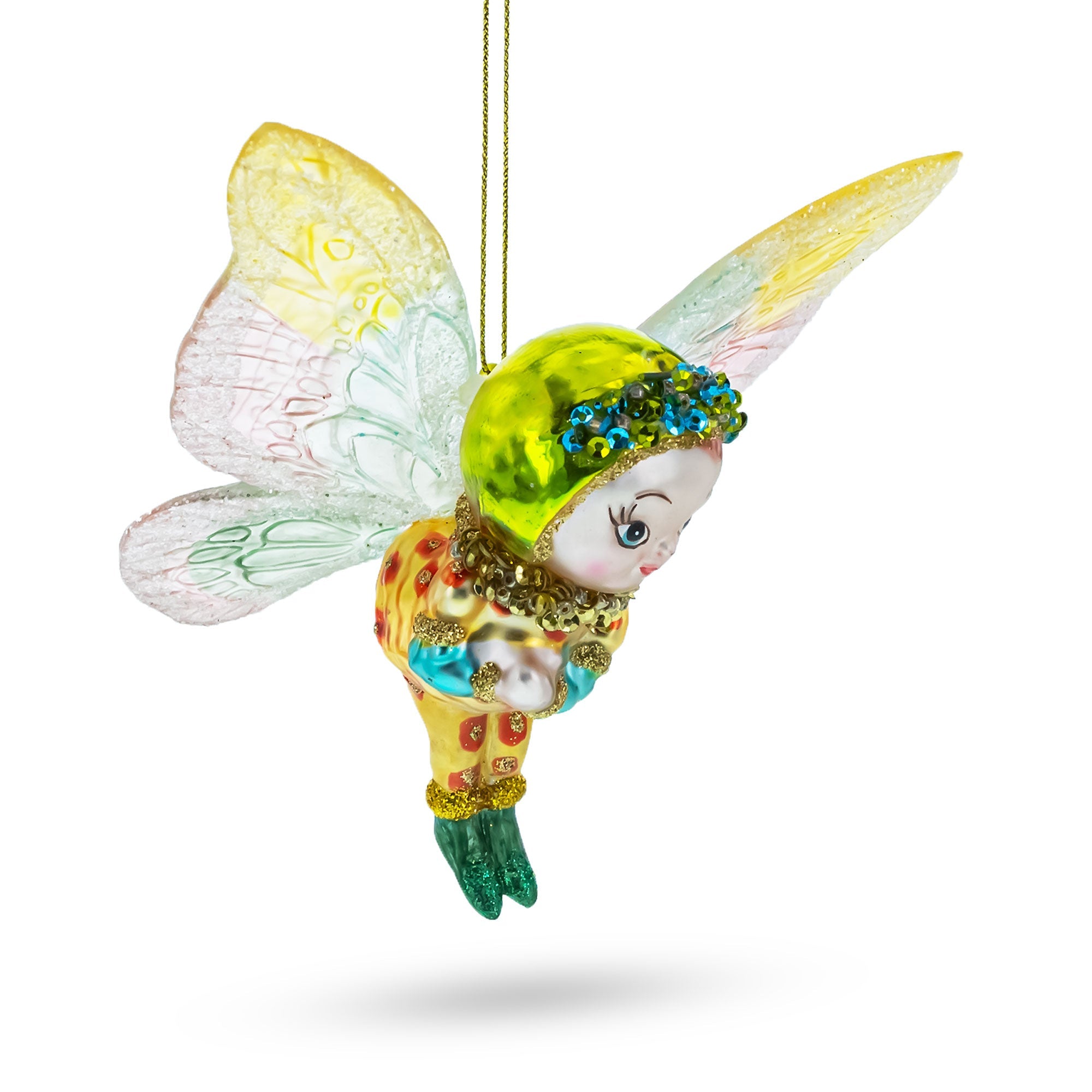 Enchanting Girl In Butterfly Costume - Blown Glass Christmas Ornament