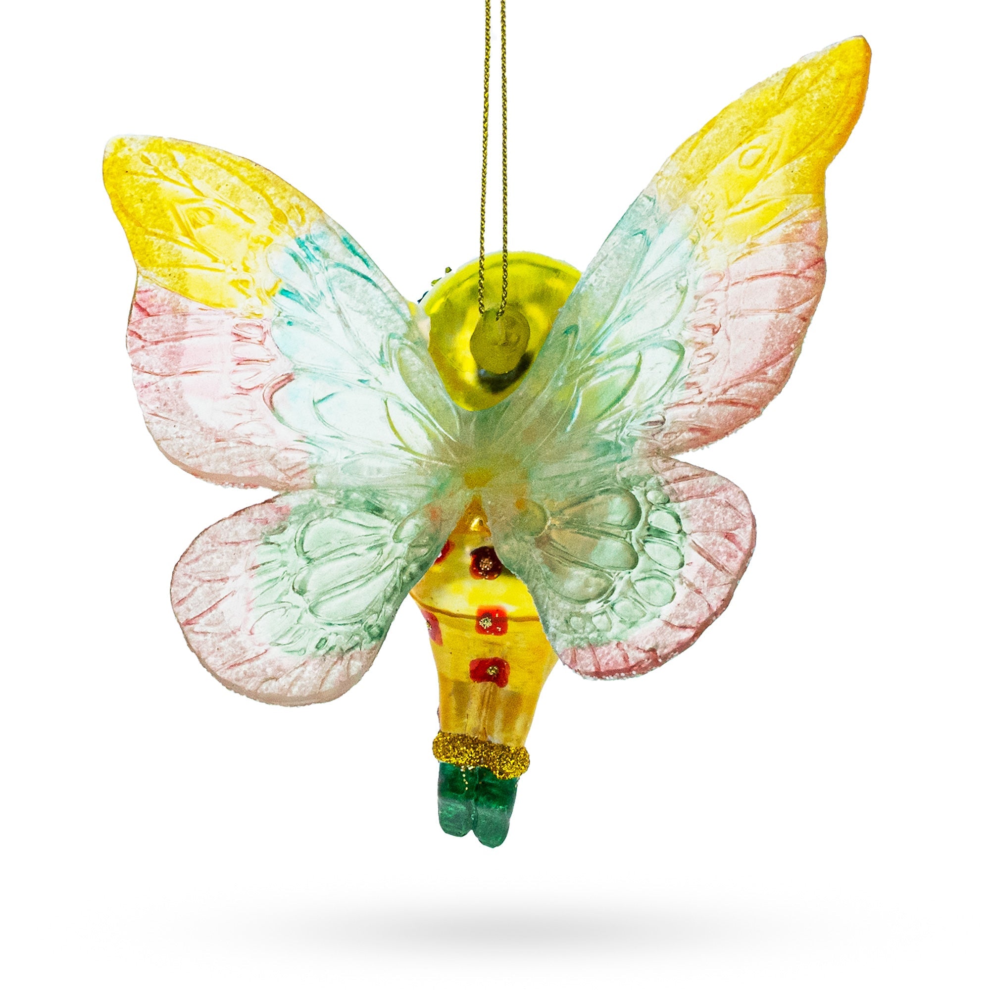 Enchanting Girl In Butterfly Costume - Blown Glass Christmas Ornament