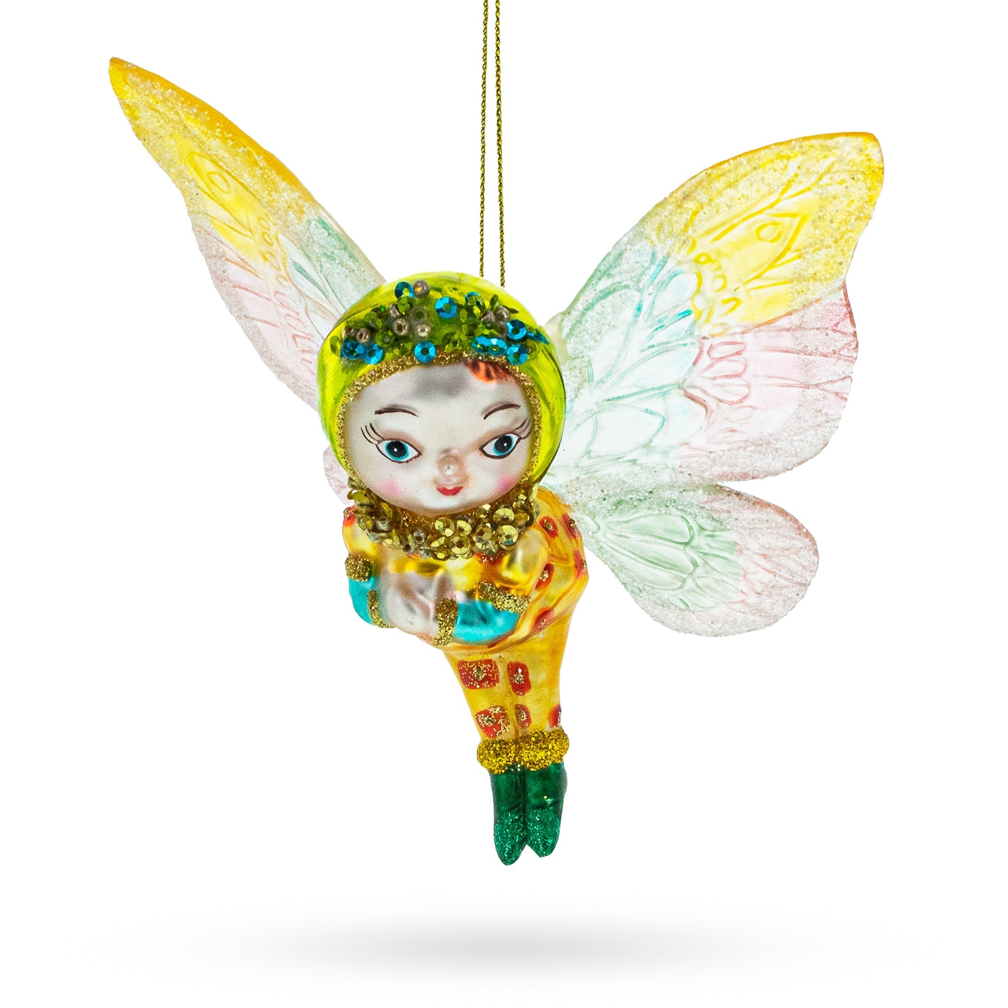 Enchanting Girl In Butterfly Costume - Blown Glass Christmas Ornament