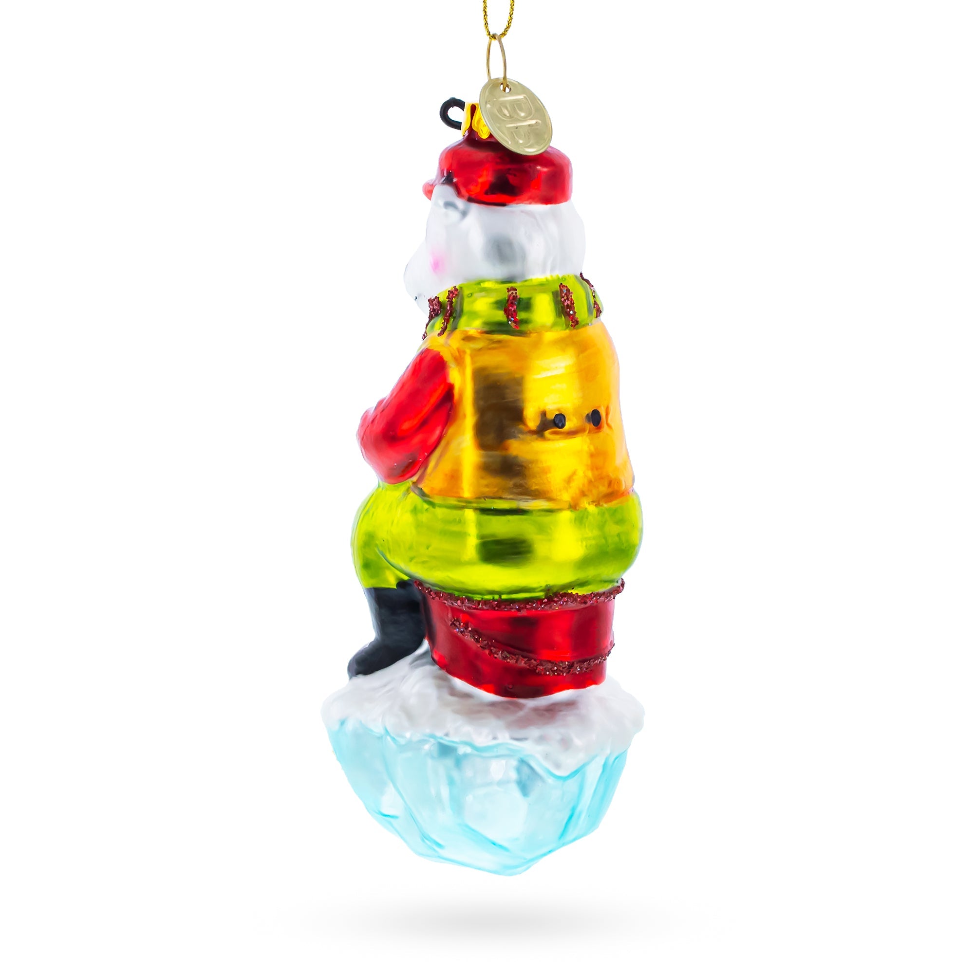 Charming Polar Bear Ice Fishing - Blown Glass Christmas Ornament