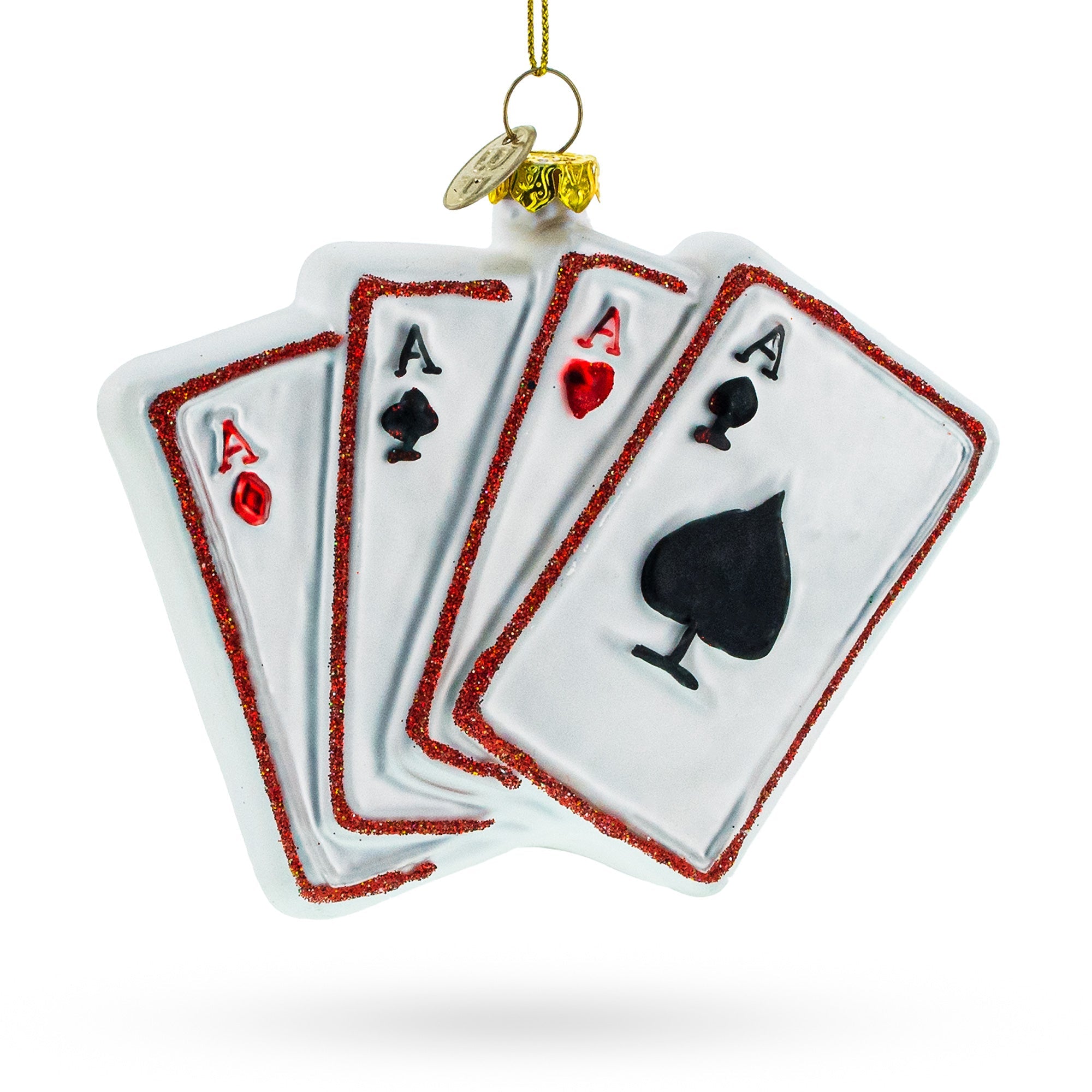 Gaming Fun: Casino Chips And Playing Cards - Blown Glass Christmas Ornament