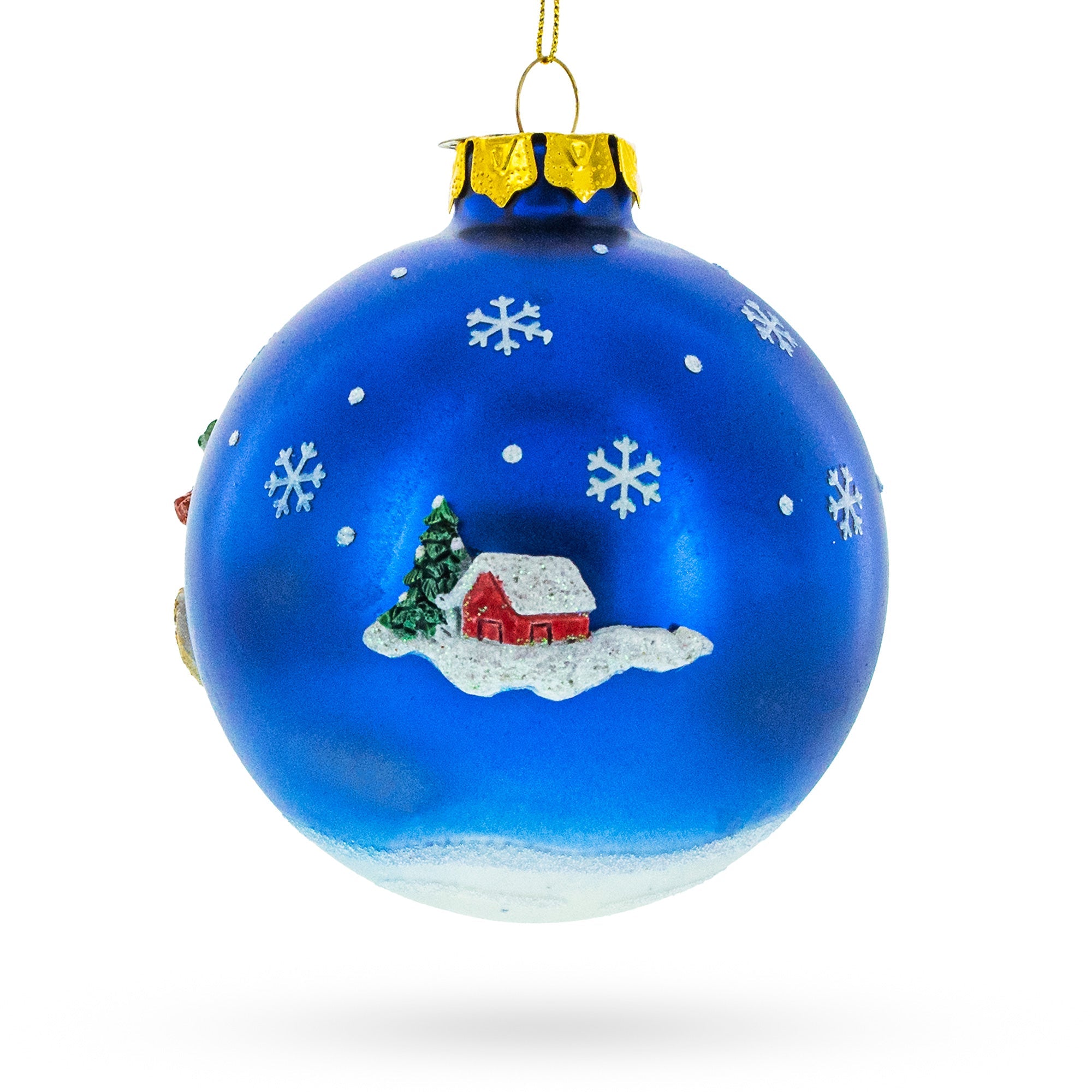 Classic Santa Claus In Sleigh With Reindeer - Blown Glass Christmas Ornament