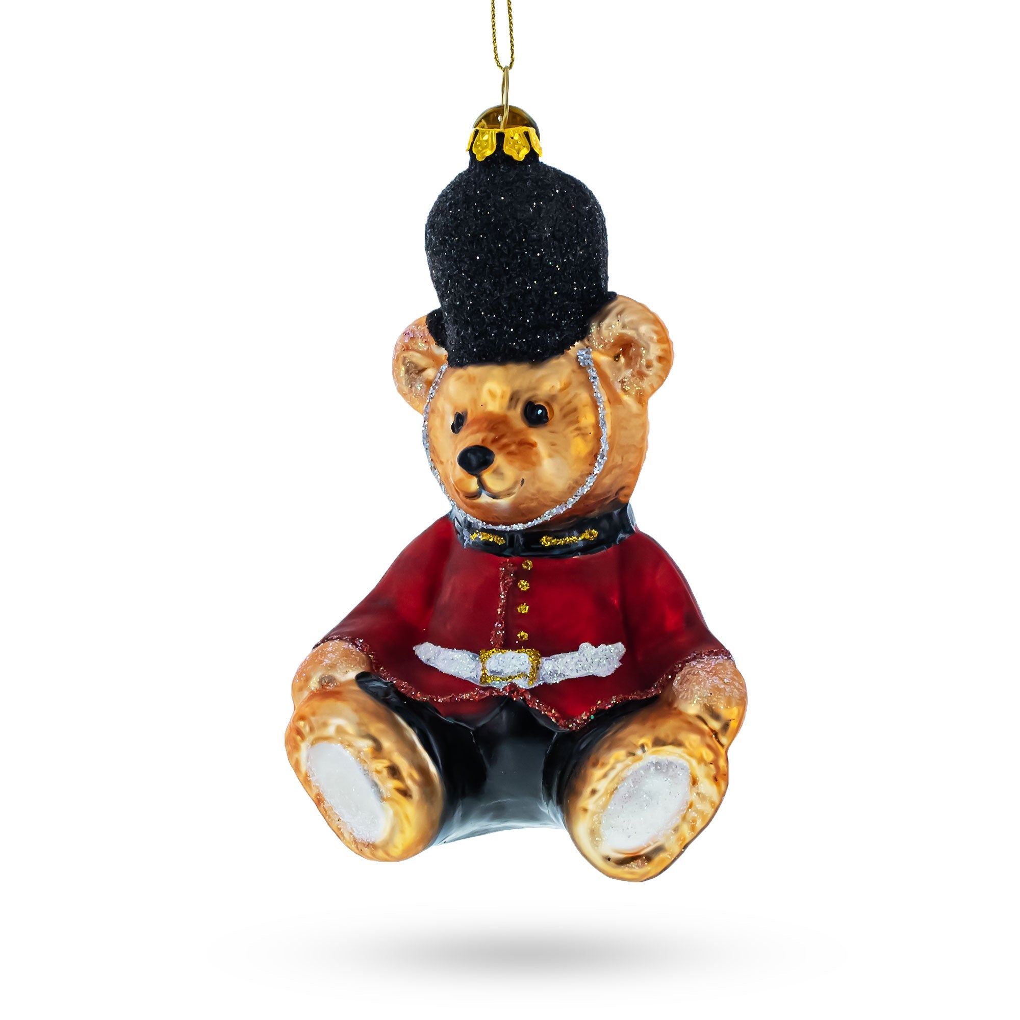 Charming Teddy Bear In King's Guard Uniform - Blown Glass Christmas Ornament