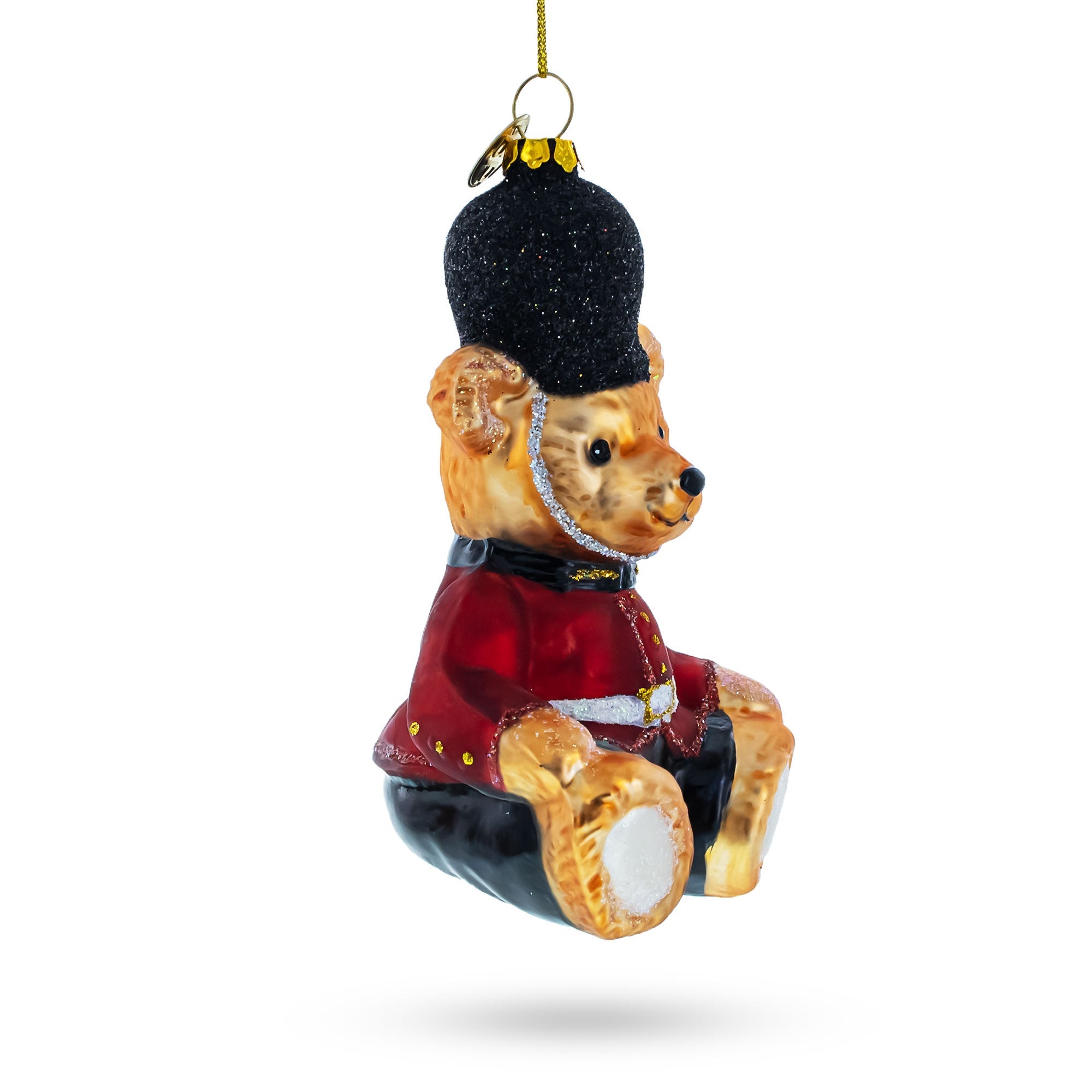 Charming Teddy Bear In King's Guard Uniform - Blown Glass Christmas Ornament